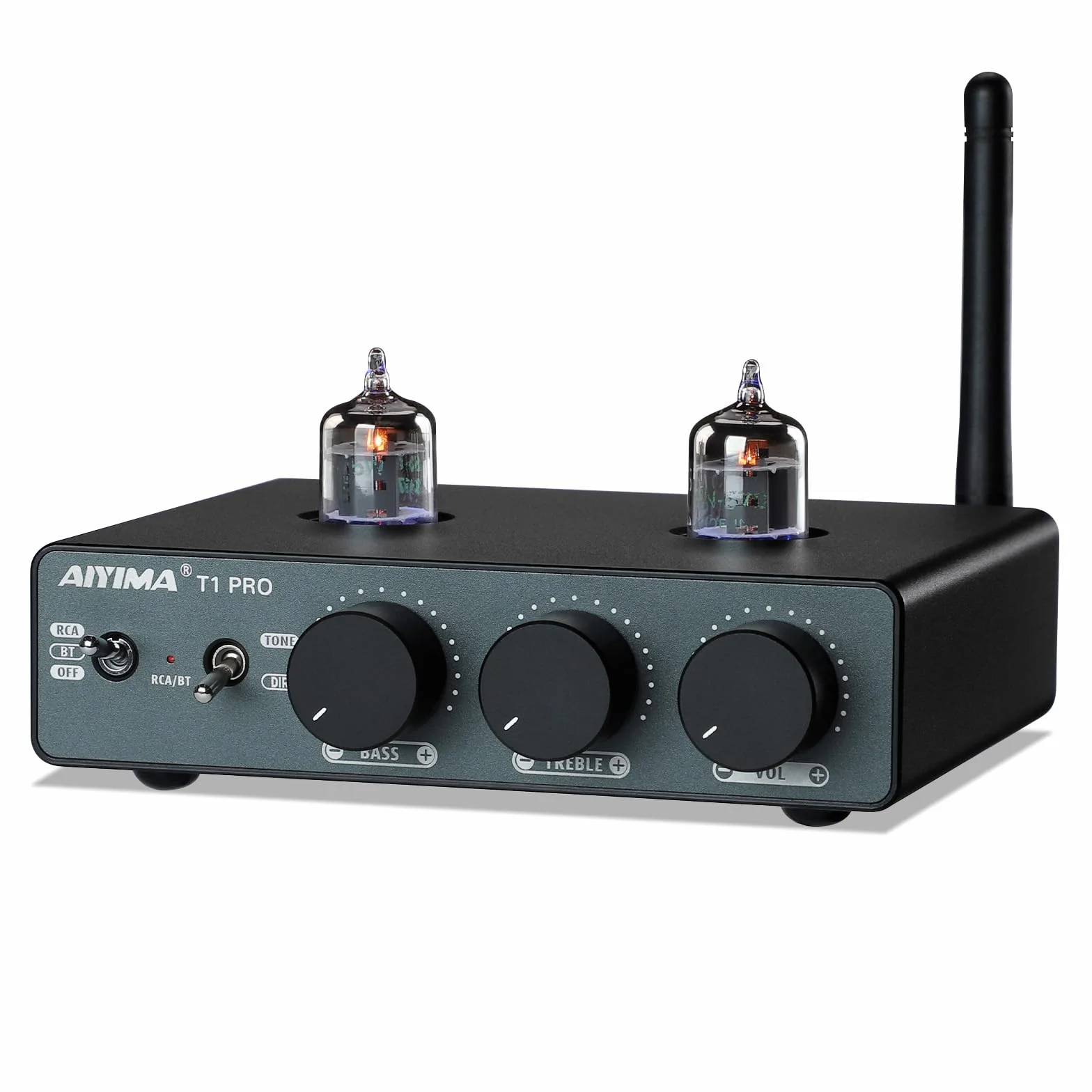 AIYIMA T1PRO przedwzmacniacz lampowy domowy przedwzmacniacz audio mini próżniowy przedwzmacniacz odbiornik Bluetooth 5.1 QCC3040 APTX-HD z kontrolami tonów wysokich tonów i wyjściem wyzwalającym 12 V