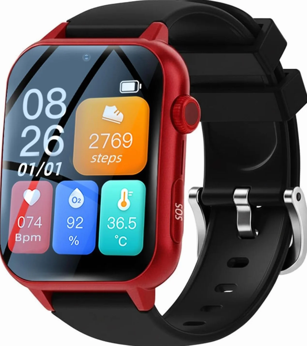 Inteligentny Zegarek Dla Seniorów Z Połączeniem Wideo HD Wykrywanie Upadku Wodoodporne Urządzenia GPS IP67 Ostrzegające Przed Upadkiem Dla Mężczyzn/kobiet(Red)