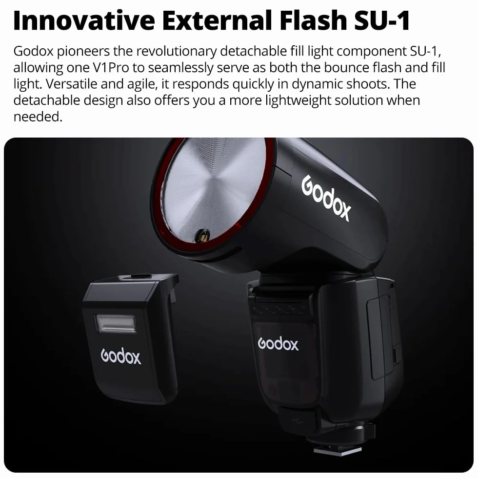 Godox V1 Pro C V1PRO-C V1C Pro TTL Litowo-jonowa okrągła lampa błyskowa kompatybilna z Canon, 76 W HSS 1/8000S, wbudowana bateria litowa, oświetlenie LED, innowacyjna zewnętrzna lampa błyskowa Su-1