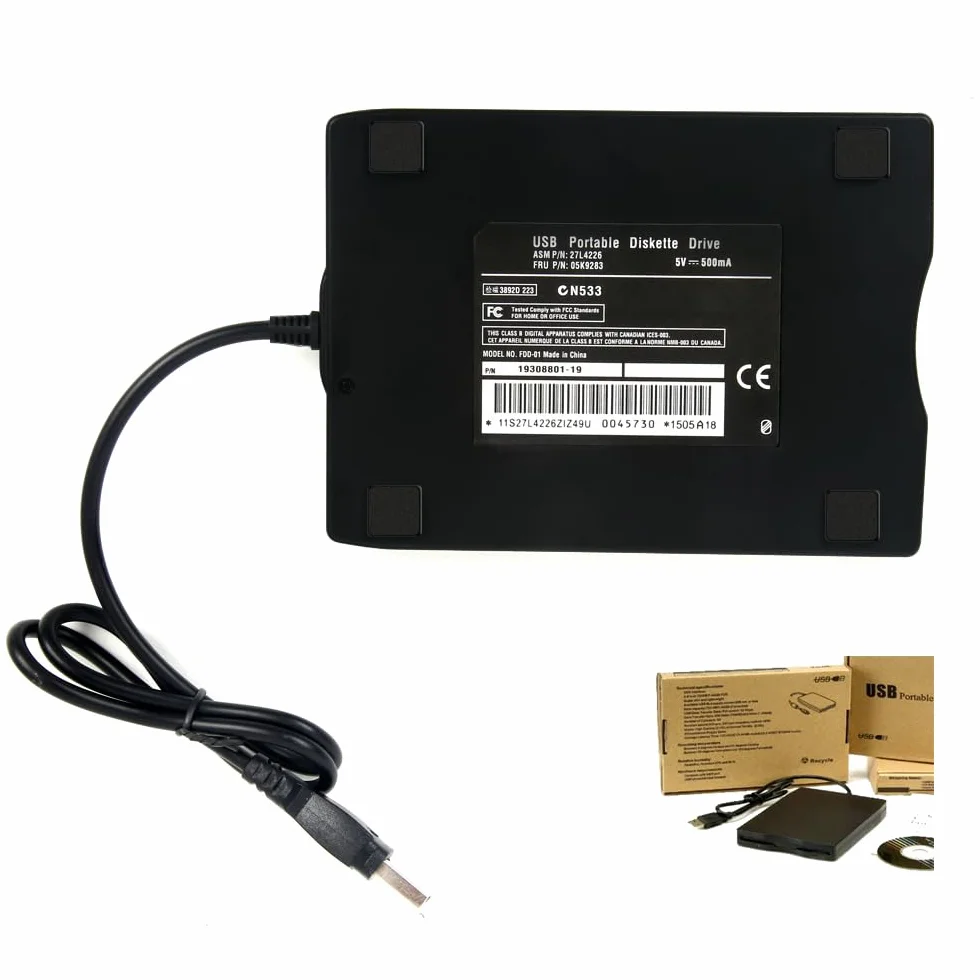 Przenośny zewnętrzny napęd dyskietek USB 3,5 cala FDD 1,44 MB do laptopów z systemem Windows 10/7/8/XP/Vista, Plug and Play, nie wymaga dodatkowego sterownika - czarny..