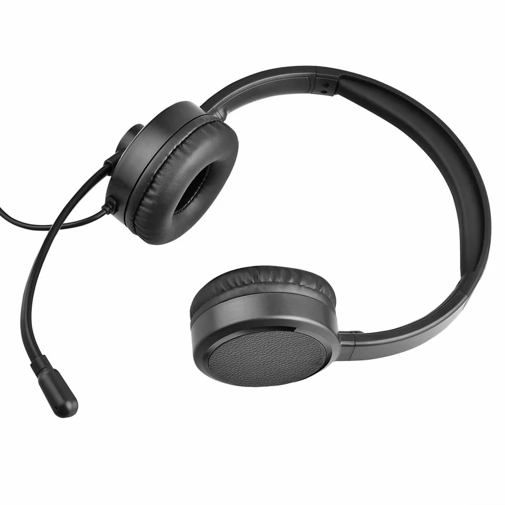 Słuchawki USB z mikrofonem z redukcją dźwięku do komputera i laptopa - kabel 2M czarny dźwięk