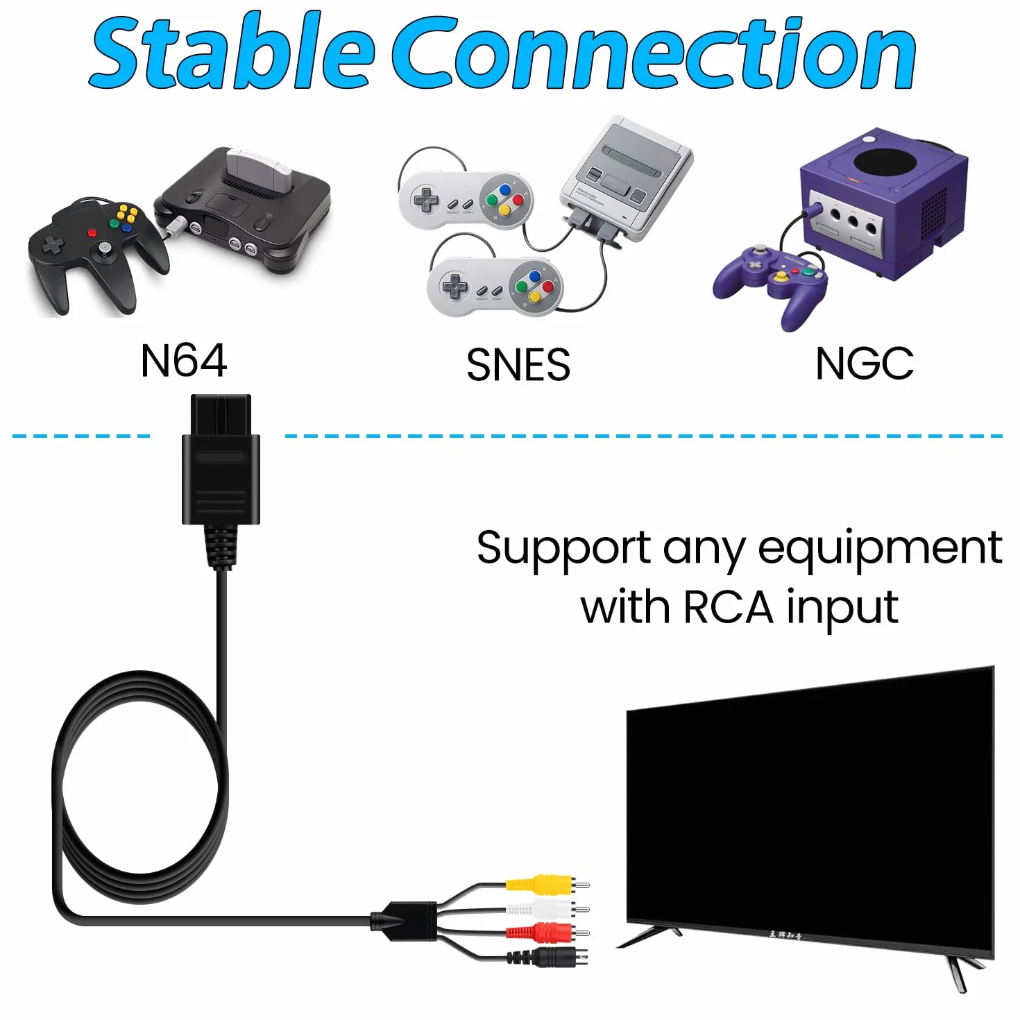 OSTENT AV Composite S-Video RCA Video HD TV kabel kompatybilny z Nintendo 64 N64 SNES SFC NGC