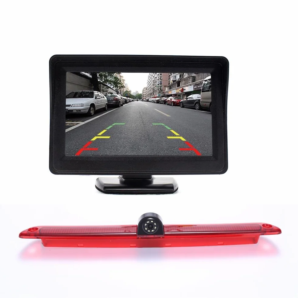 kamera cofania, światło hamowania, widok tylny, noktowizor + monitor Stand-Alone, wyświetlacz deski rozdzielczej o przekątnej 10,9 cm (4,3 cala) do samochodów dostawczych Benz Sprinter VW Crafter T5 (model 3 = kamera + monitor LCD 4,3")