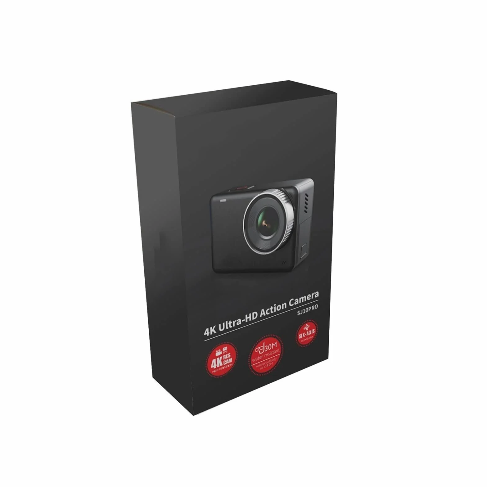 Kamera akcji, Kamera sportowa 4k 60fps. Stabilny 10 m wodoodporne sporty ciała DV. Czarny przenośny(Add 64GB Card,No Waterproof Case)