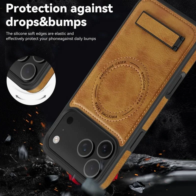 etui kompatybilne z iPhone 13 (kolor: BRĄZOWY) Etui ze stojakiem Magnetyczne skórzane silikonowe twarde etui na tył