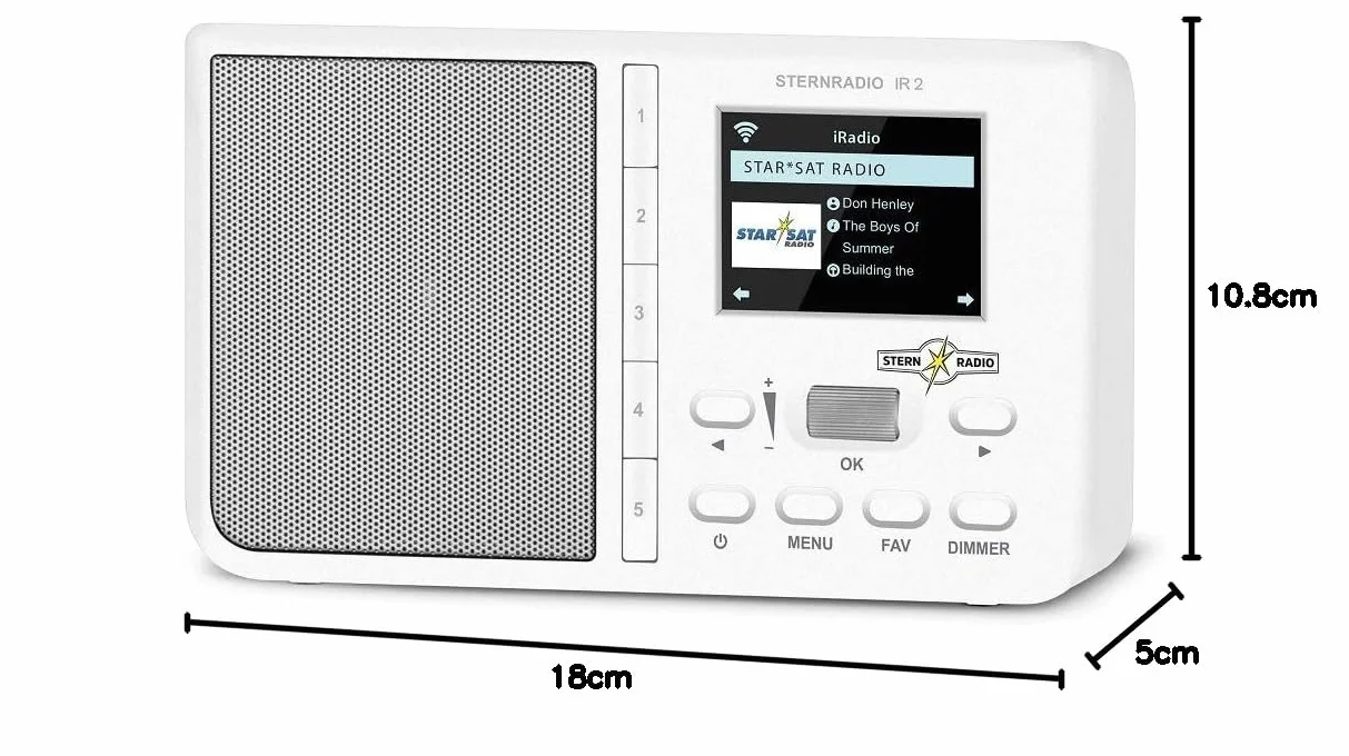 TechniSat STERNRADIO IR 2 - kompaktowe radio internetowe (WiFi, wymienny akumulator, programowalne przyciski, stacje do snu, budzik, timer uśpienia, drzemka, AUX, sterowanie aplikacją) białe