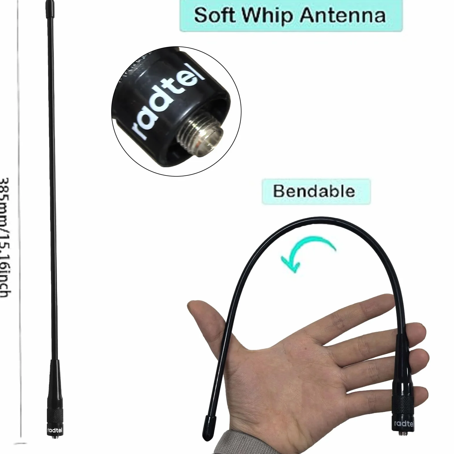 Radtel Antena lotnicza 108-136 MHz, 14,96 cala, Walkie Talkie SMA, żeńska antena powietrzna, kompatybilna z Baofeng 5RM radtel RT-890 RT-470X A36 Plus Quansheng UV-K5 K6 TD-H8 i innymi