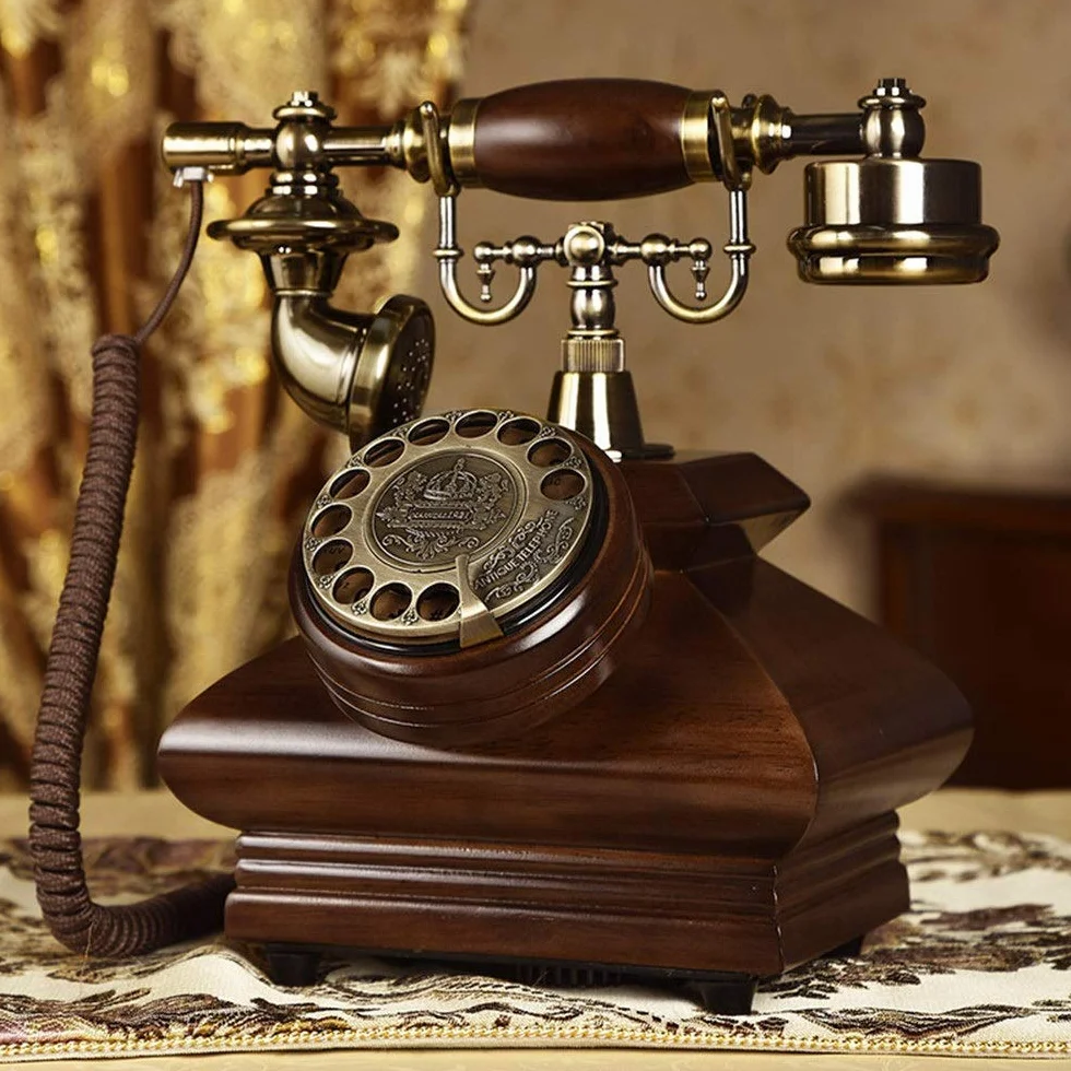 Telefon stacjonarny do domu Kreatywne antyczne telefony stacjonarne Telefon przewodowy do domu, obrotowy telefon biurkowy retro dekoracja domu, kolor kawy kreatywne telefony retro
