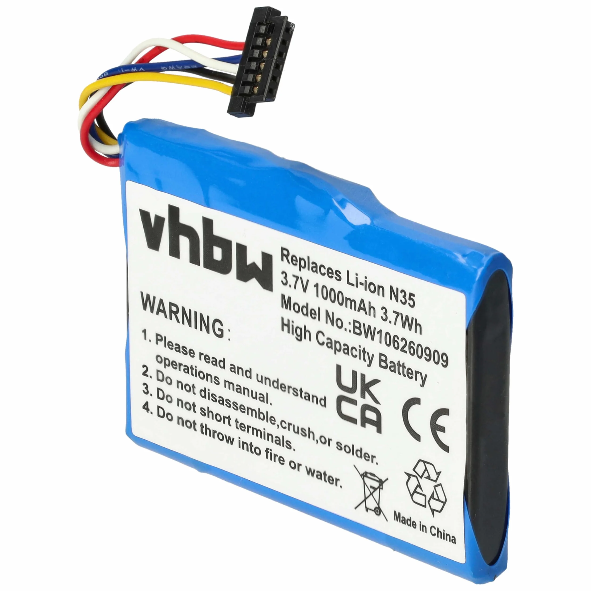 vhbw Zapasowa bateria kompatybilna z systemem nawigacji GPS Acer N35 Sat Nav (1000 mAh, 3,7 V, litowo-jonowa)