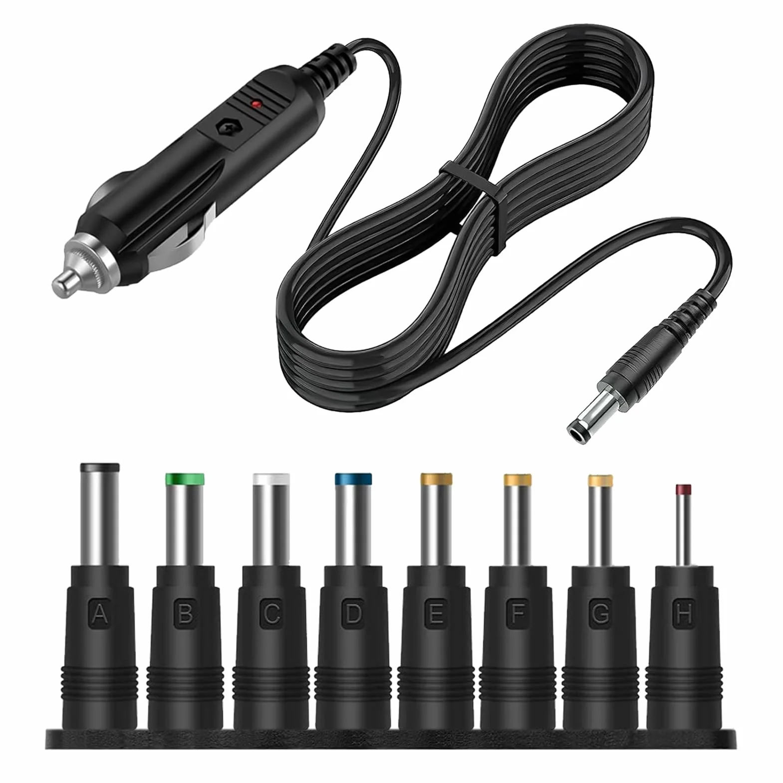 Kabel do ładowarki samochodowej 12V 8 końcówek DC 5,5x2,1mm adapter zapalniczki