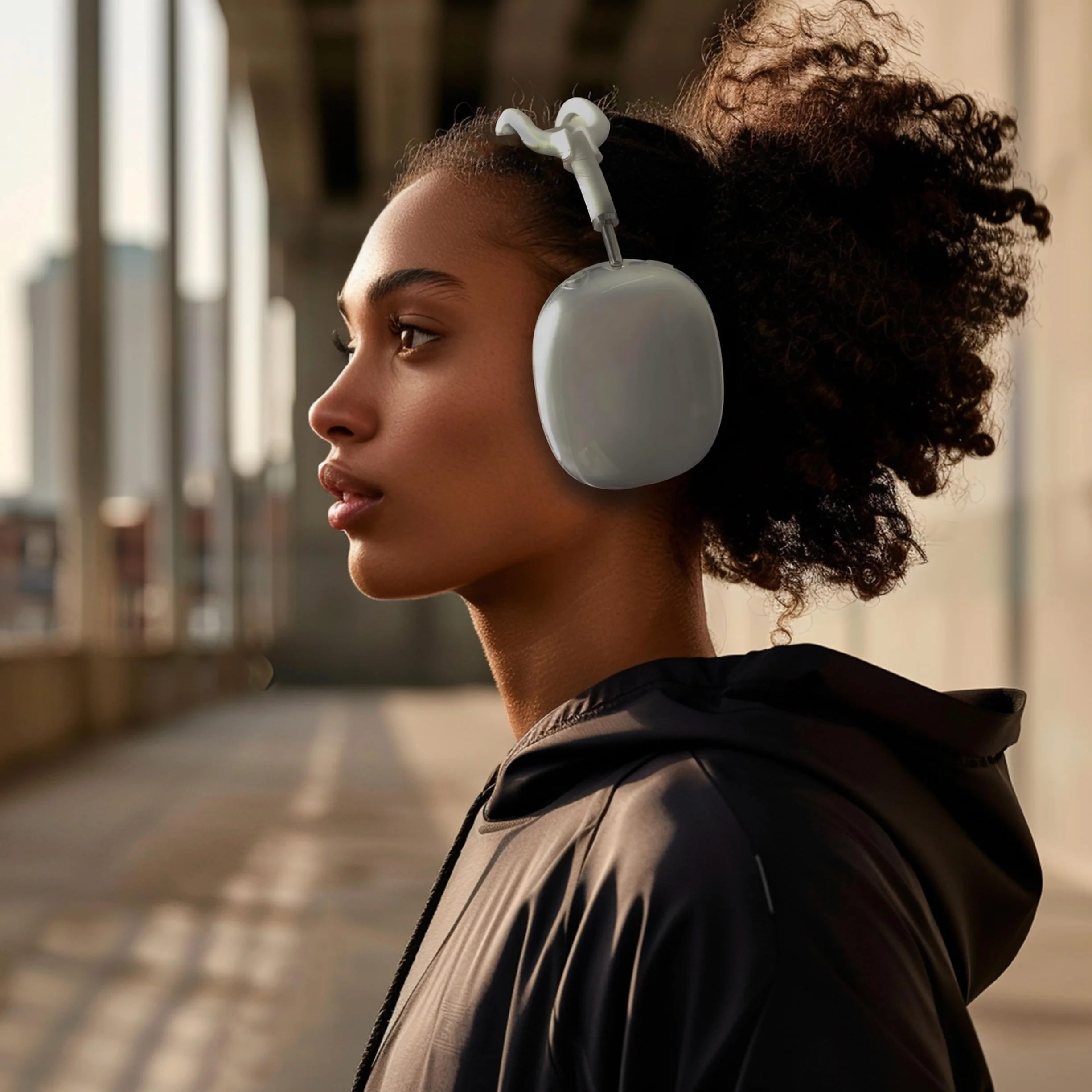 Pokrowiec ochronny AirPods Max, etui TPU + silikonowe nauszniki, biały