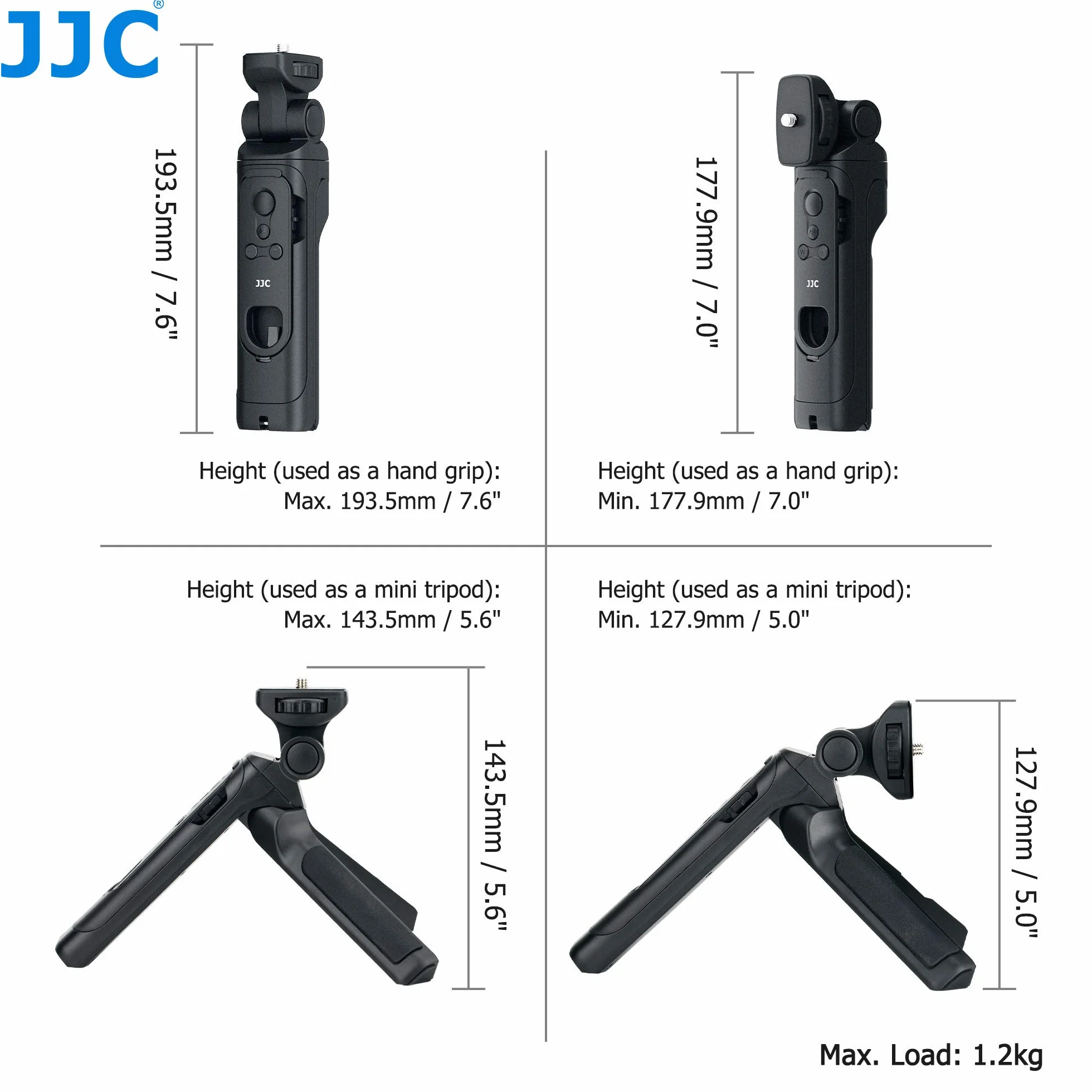 JJC HG-100TBR wymienny uchwyt do statywu strzeleckiego Bluetooth do Canon R50 R10 R8 R7 R6II R6 RP R M6II M50 M200 G5XII G7XIII SX70HS itp. Aparat, selfie, wideo, vlogowanie