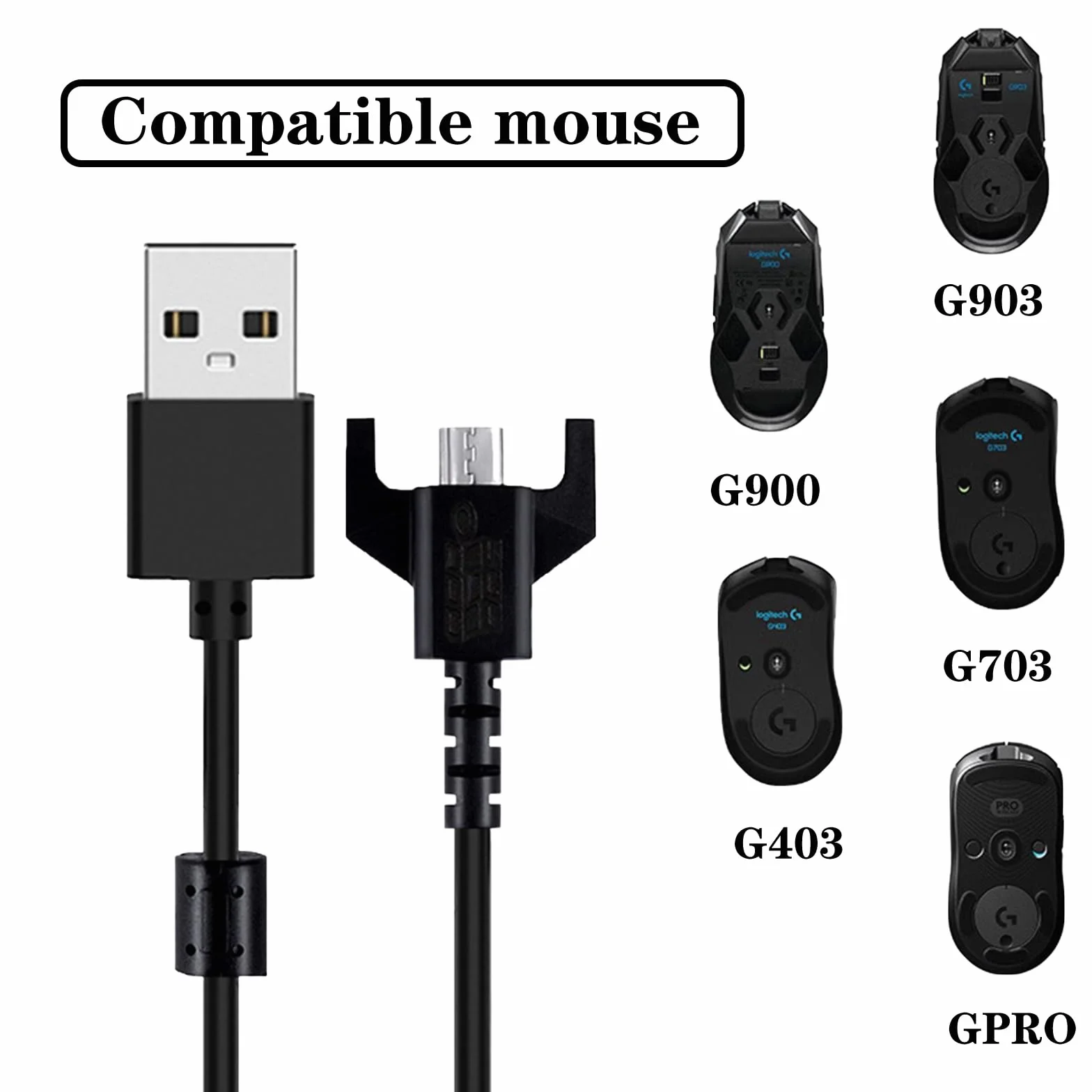 Zapasowa ładowarka USB do bezprzewodowych myszy do gier Logitech G703 G903 GPro G560