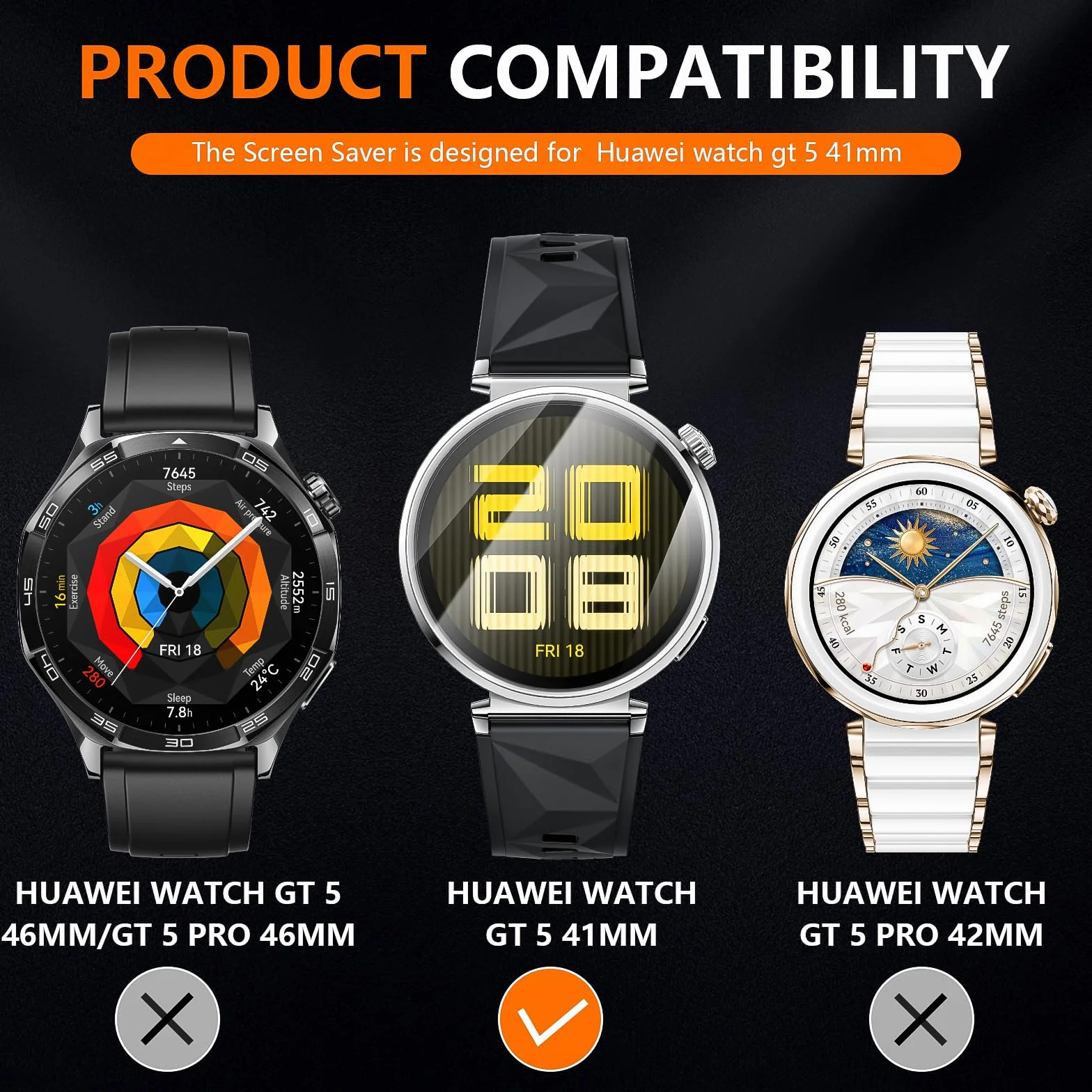 Diruite Ochraniacz Ekranu do HUAWEI Watch GT 5 41mm, HD Szkło Hartowane Folia Ochronna