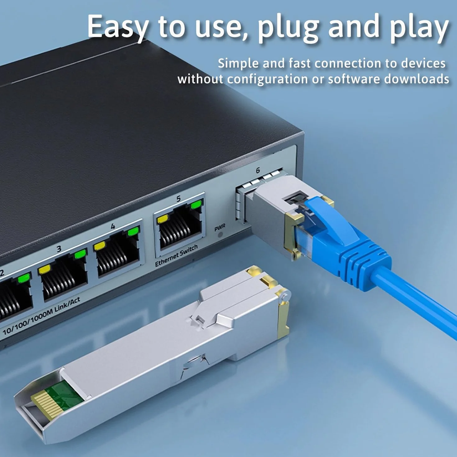 Moduł 1G SFP do RJ45 Mini-Gbic 100-metrowy, miedziany transceiver 1000Base-T kompatybilny z Cisco GLC-T/SFP-GE-T, Meraki MA-SFP-1GB-TX, Ubiquiti UniFi UF-RJ45-1G, Netgear, Zyxel, D-Link, TP-Link i