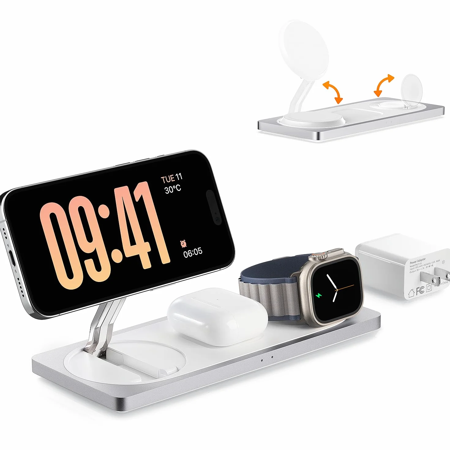 PETINO Stacja ładująca 3 w 1 do Apple - szybki i bezpieczny uchwyt ładowarki 22 W - magnetyczny bezprzewodowy uchwyt do iPhone'a 14 13 12 Pro Max/Plus/Pro/Mini,iWatch Ultra/8/7/SE/6/5/4/3/2, AirPods