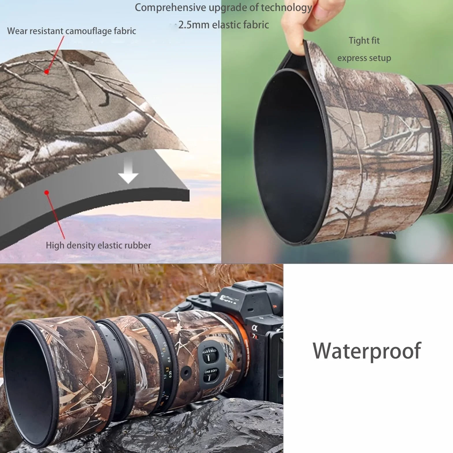 Osłona obiektywu do Sony FE 70-200 mm F/2.8 GM OSS II pokrowiec ochronny obiektywu aparatu kamuflażowego (kolor #kamuflaż dżungli - wodoodporny) osłona przeciwdeszczowa
