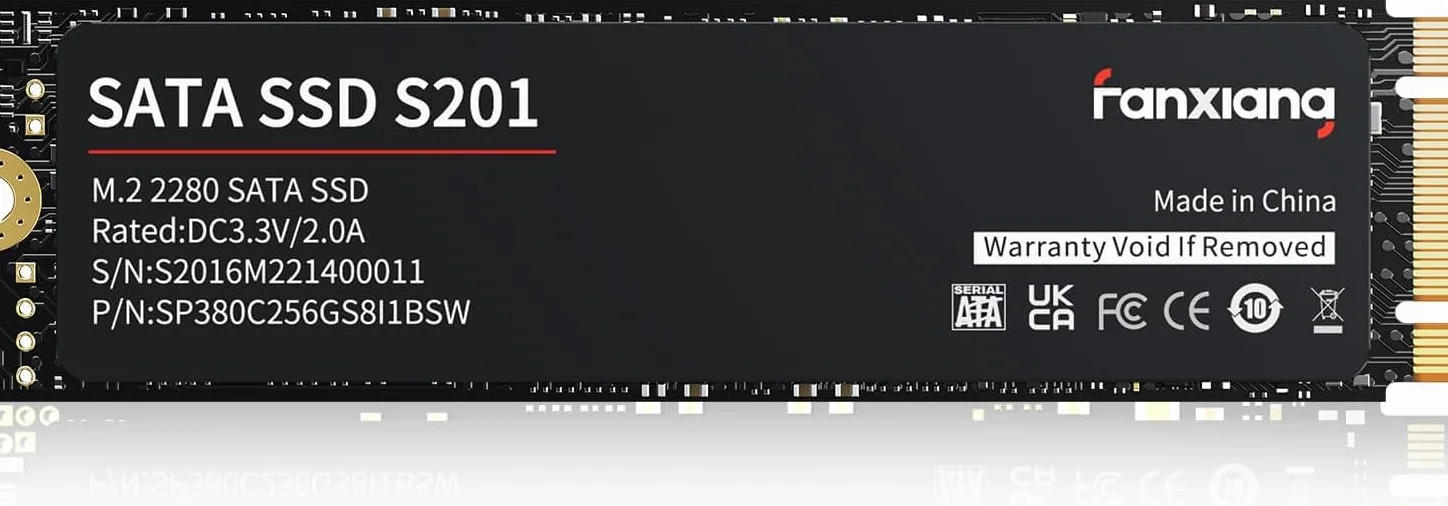 fanxiang S201 Wewnętrzny dysk półprzewodnikowy 256 GB M.2 SSD 2280 SATA III 6 Gb/s, pamięć podręczna SLC dla zwiększenia prędkości, prędkość odczytu do 550 MB/s, kompatybilny z laptopami i komputerami