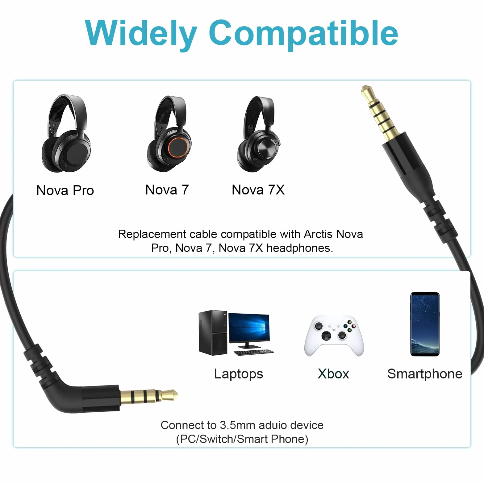 Kabel audio TRS do TRRRS 3,5 mm do słuchawek SteelSeries Arctis Nova Pro