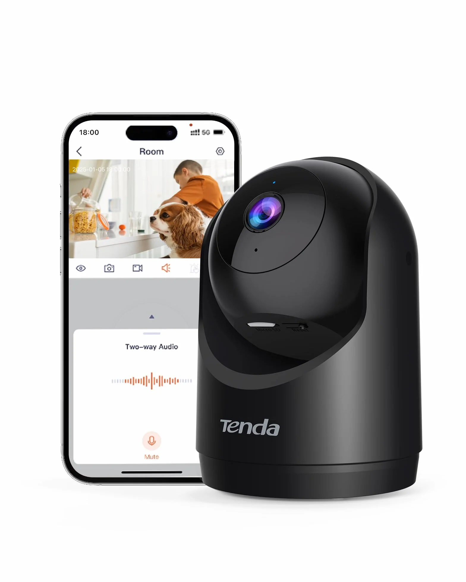 Tenda Wewnętrzna kamera monitoringowa 2K CP3 V3.0, 360 stopni Wi-Fi z 2-drożnym dźwiękiem, FHD 3 MP, widoczność w nocy, wykrywanie ruchu, alarm i wiadomości push, dla niemowląt i zwierząt domowych