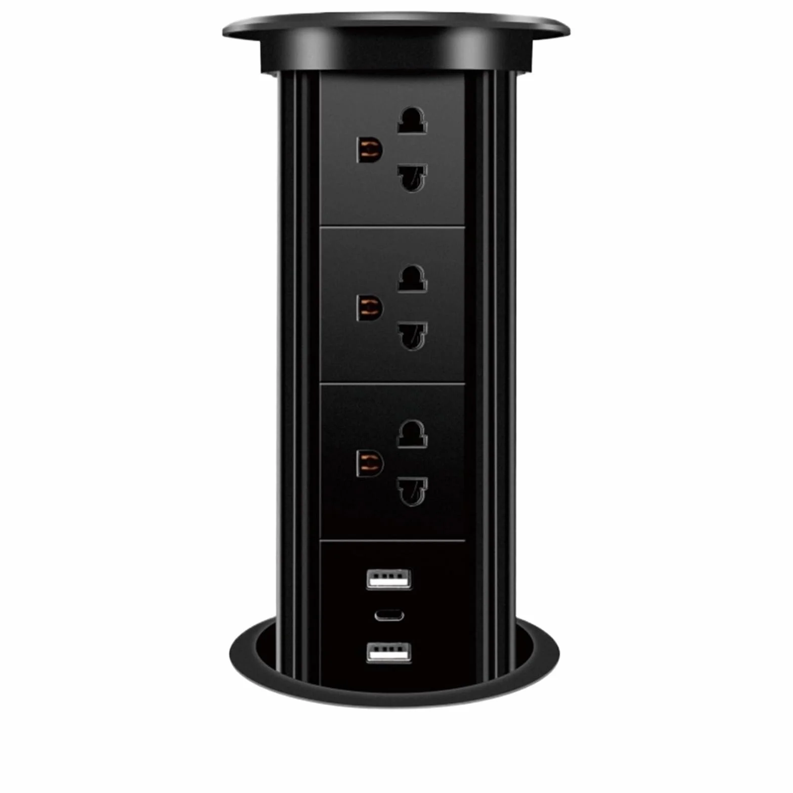 Wyskakujące gniazdo, Elektryczne Gniazdka Podnoszące, Ukryte, Blatowe, Z Napędem Elektrycznym, Wysuwane, Bezprzewodowym Ładowaniem USB Do Kuchni I Biura do blatów kuchennych(Black,3outlets+USBA-C)