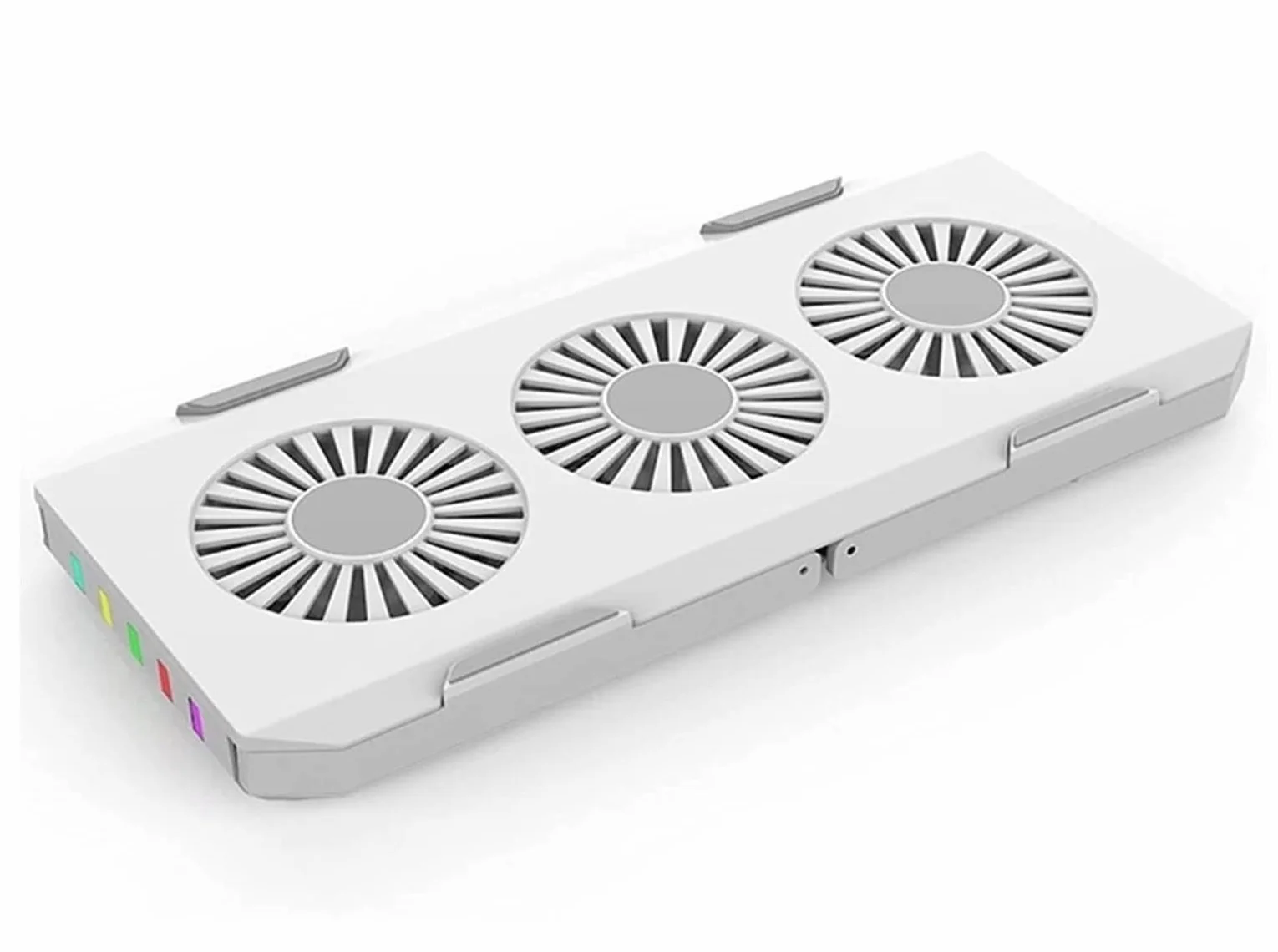 Chłodziarka do Laptopa Przenośny Komputerowa Podkładka Chłodząca 3 Wentylator RGB LED Light Przenośny Składany Uchwyt Na Podstawkę Chłodzącą Do Laptopa Stojak na Wentylator do Laptopa(White)