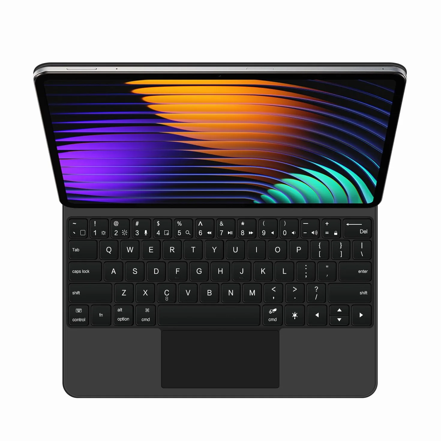 Etui z klawiaturą do Xiaomi Pad 6S Pro 12,4 cala 2024, Magnetyczna Pływająca Podstawka Wspornikowa, Ultracienkie Etui Ochronne z Podświetlaną Klawiaturą, Wielodotykowy Panel Dotykowy,Black