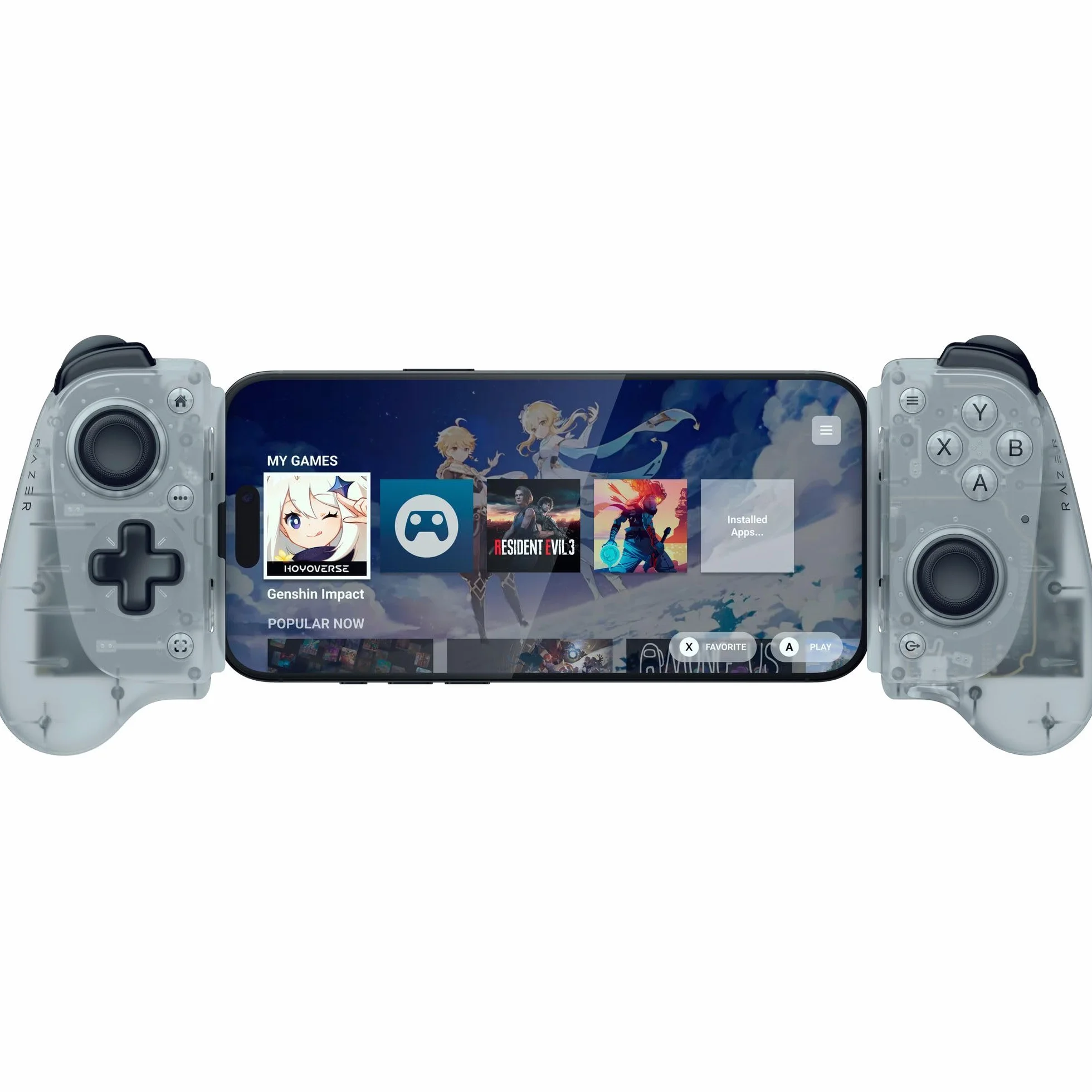 Razer Kishi V3 Phantom White - Pełnowymiarowy kontroler mobilny do smartfonów iPhone i Android - USB-C - Analogowe drążki z funkcją Anti-drift - 12 przycisków | Phantom White Edition