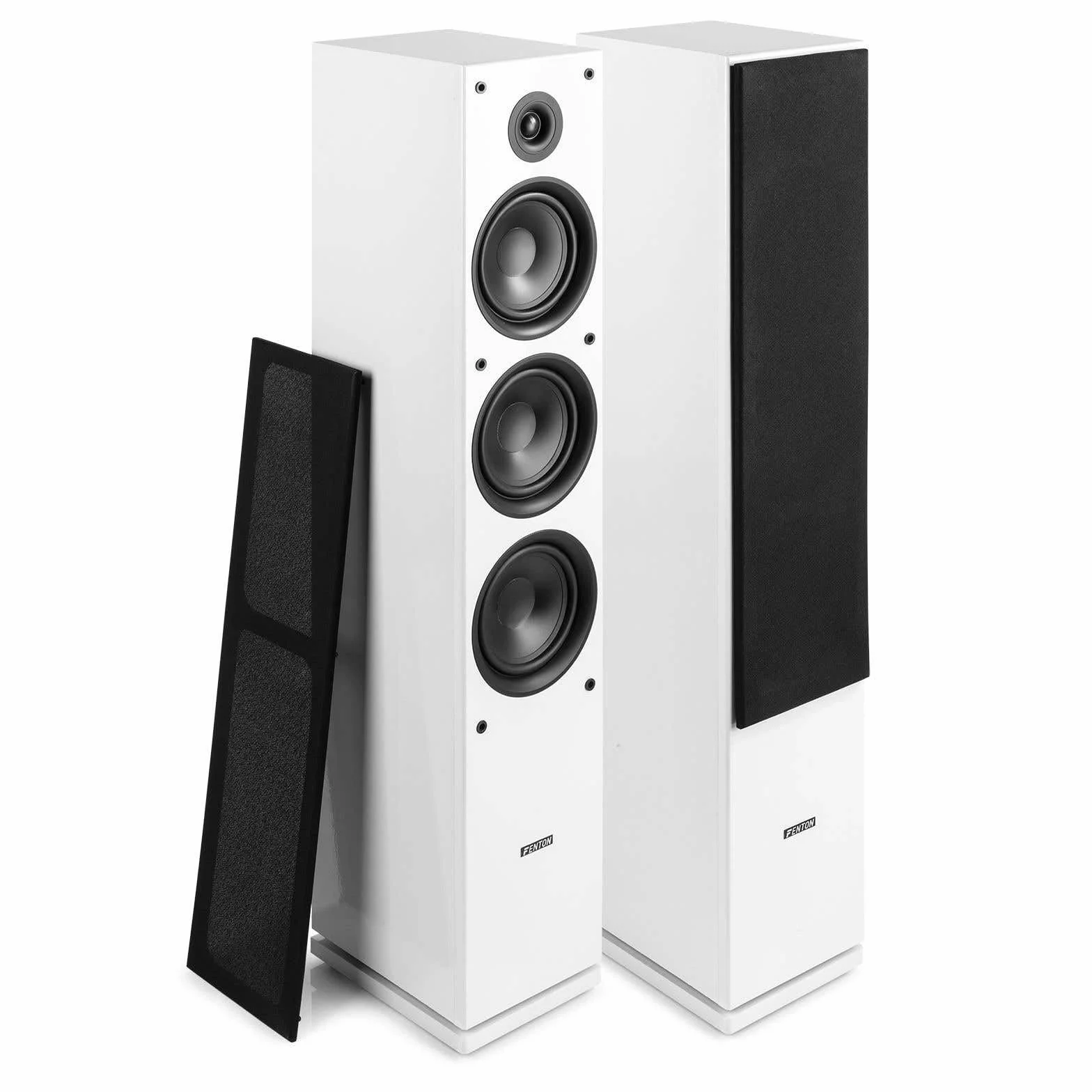 Fenton SHF80W Hifi Speakers 500W - Stylowy 3-drożny zestaw głośników High-End - 3 Woofery + Głośniki wysokotonowe - muzyka, filmy i gry - biały