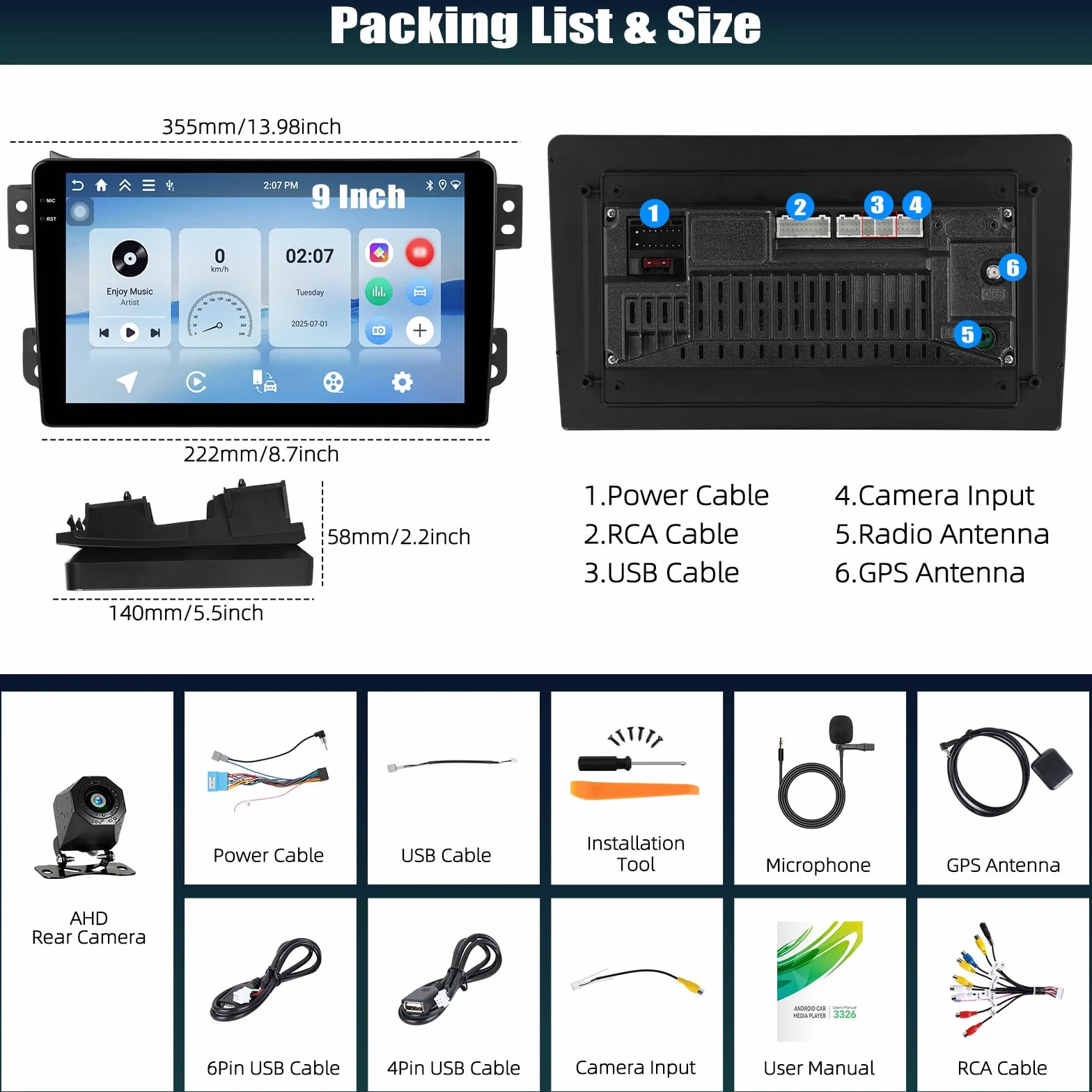 CAMECHO 4+64G M Android 15 Navi radio samochodowe