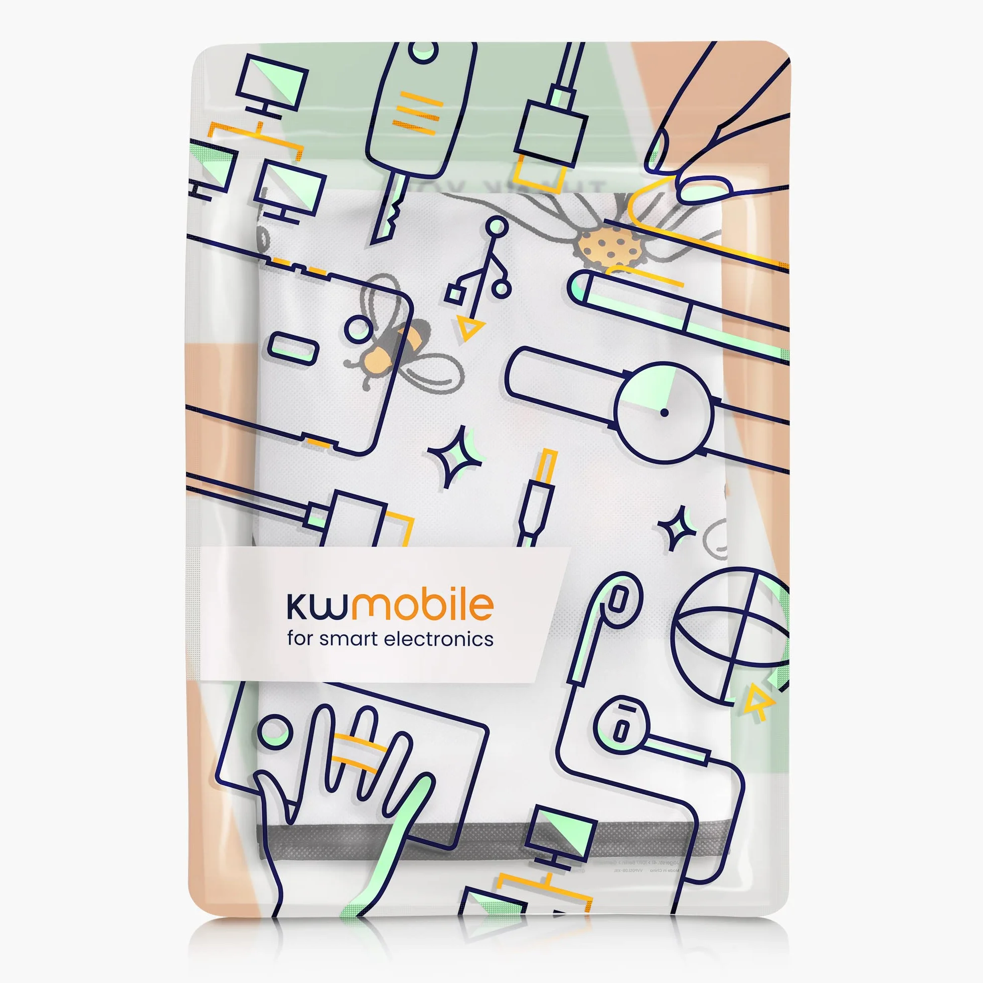 kwmobile Pokrowiec na ekran komputera kompatybilny z monitorem 27-28" - Osłona ekranu PC - Czarny-Pomarańczowo-Biały
