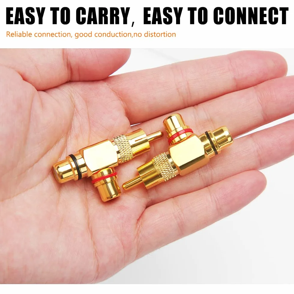 KUOQIY Rozdzielacz RCA Męski na 2 Żeński Adapter 2 Sztuk