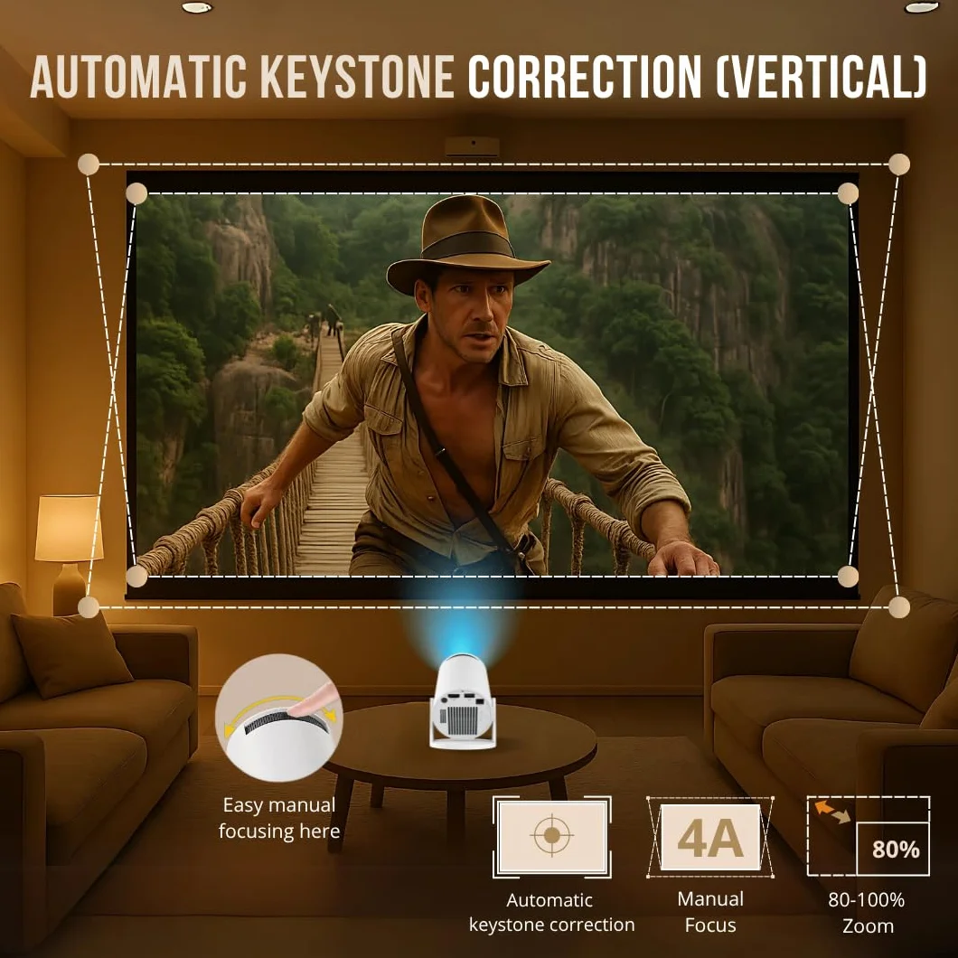 Hy300Pro + mini projektor 1080p Full HD Smart z systemem Android 11, WiFi 6 i Bluetooth 5.2, przenośny mini projektor kina domowego, obsługa 4K