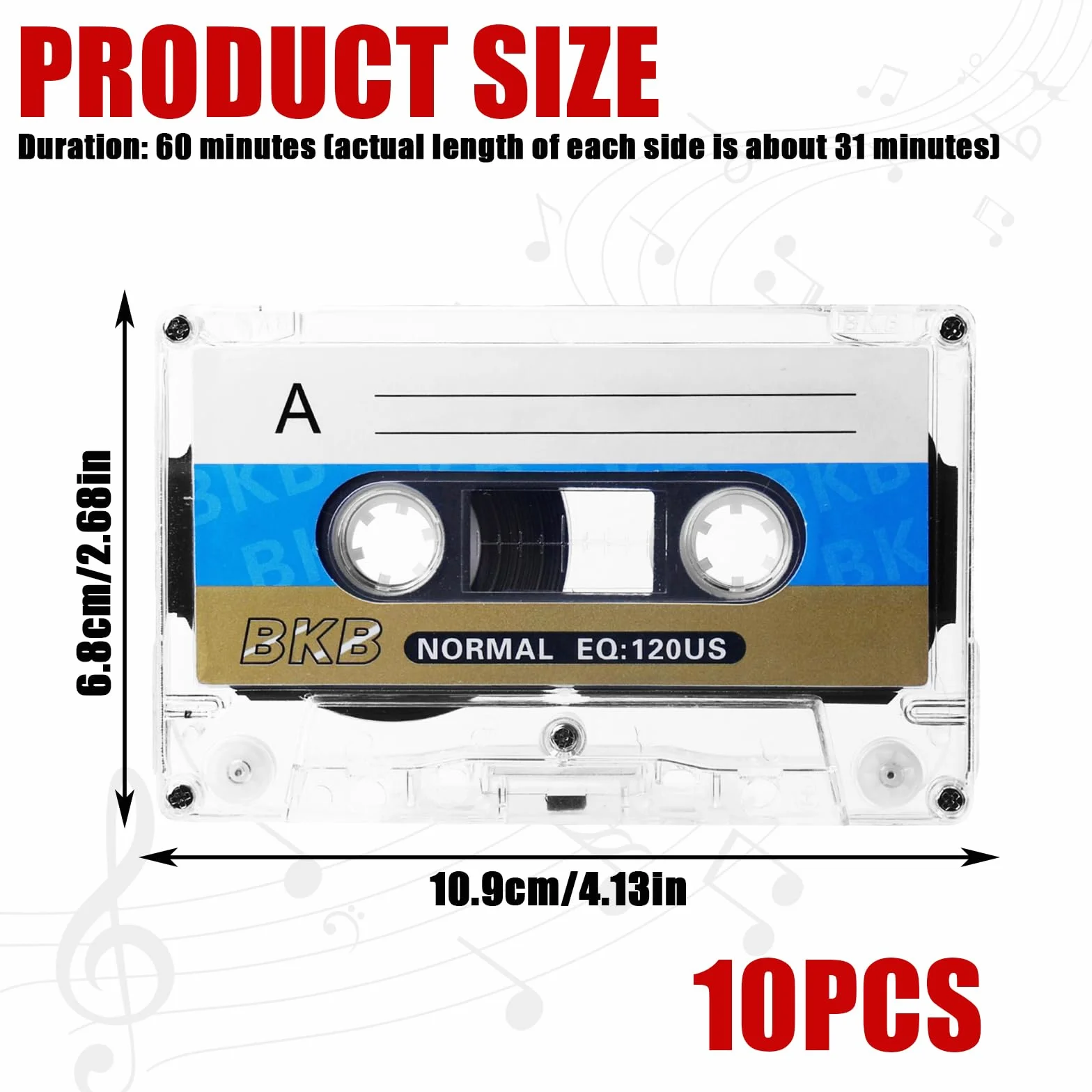 10 sztuk pustych kaset audio, o niskim poziomie szumów, 60 min audio kaseta Empty, kasety muzyczne, puste kasety audio do wykładów, seminariów, nagrań