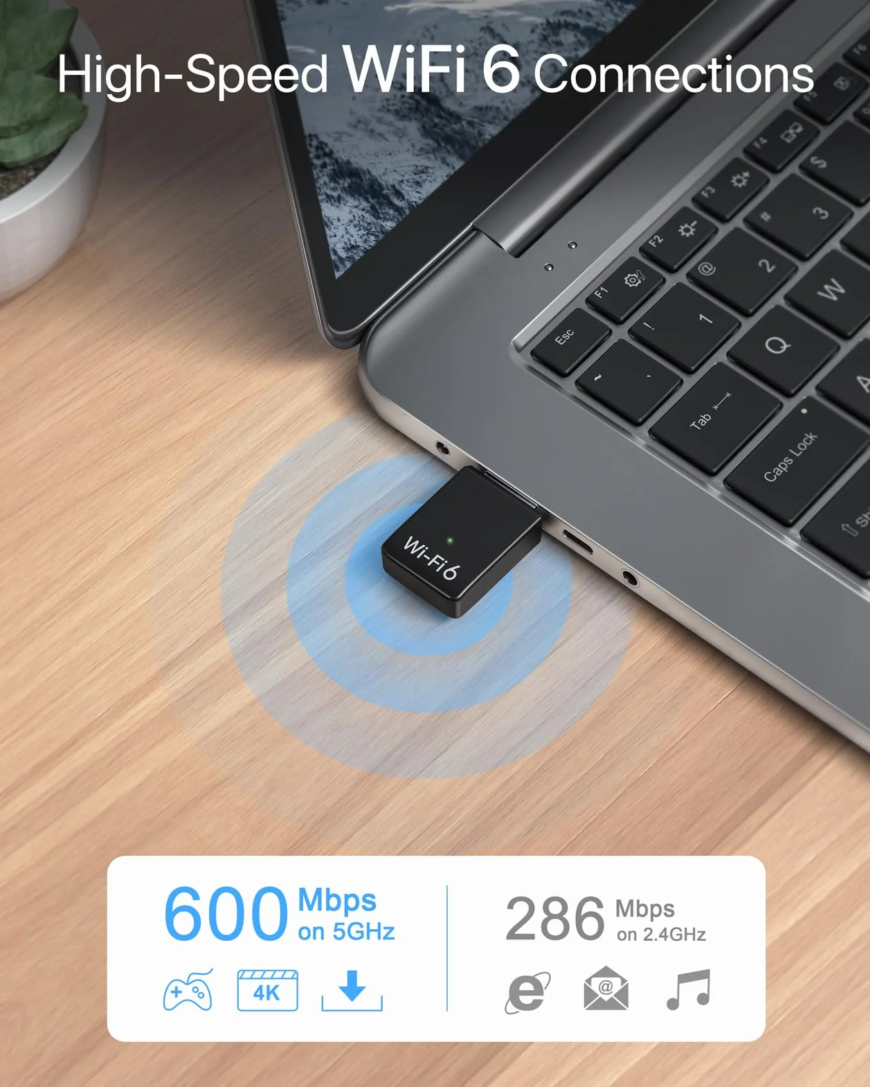 BrosTrend AX900 Mini USB WiFi Adapter WiFi 6, Dwuzakresowy 600 Mb/s 5 GHz + 286 Mb/s 2,4 GHz, USB WiFi Adapter do komputera stacjonarnego laptopa, adapter USB WiFi kompatybilny z Windows
