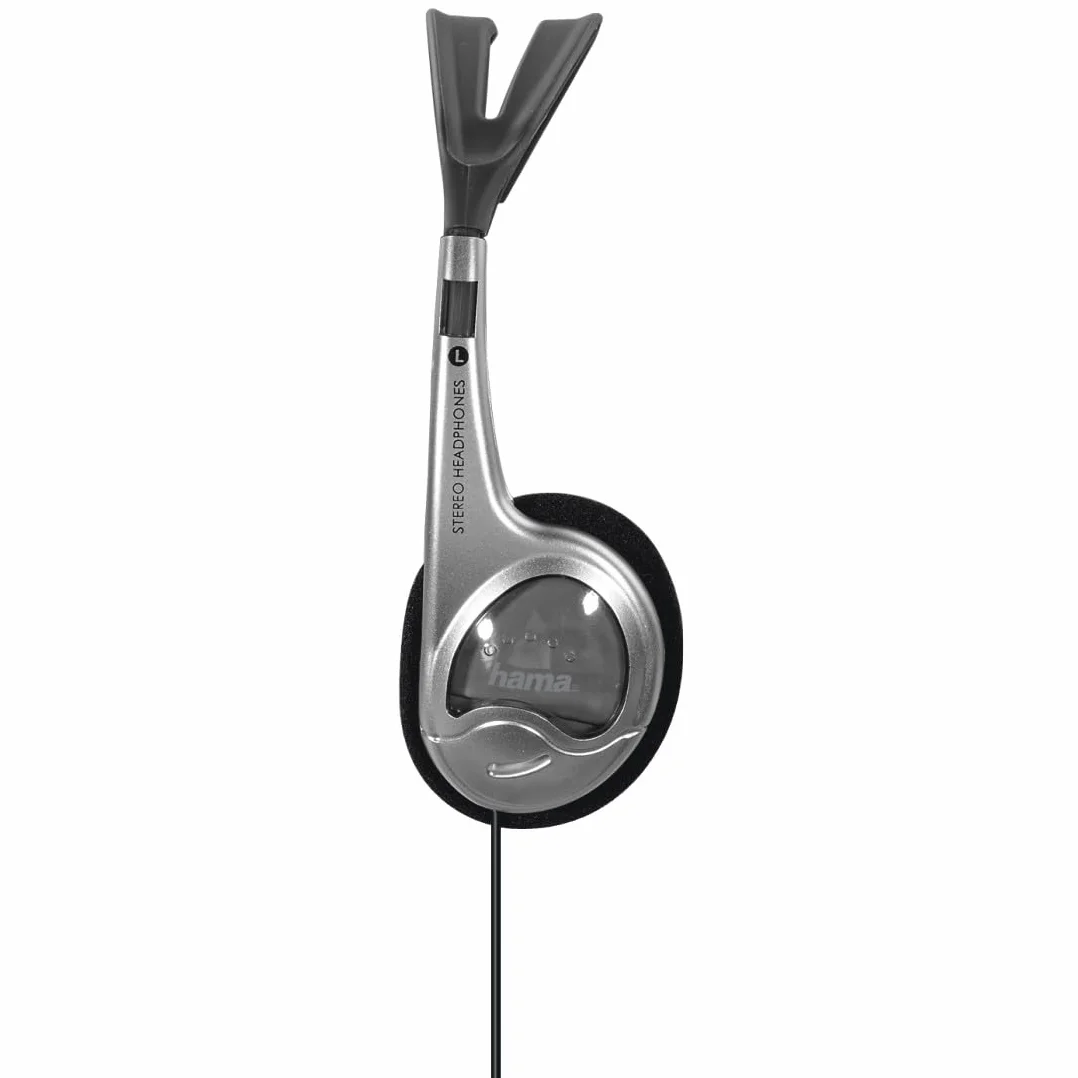 Hama Lekkie słuchawki HK-229 (On-Ear Super Bass, waga 70 g, stereo, długość kabla 150 cm, pozłacana wtyczka jack 3,5 mm, prowadnica kabla jednostronna) srebrne | On-Ear Super Bass srebrny, lekki 70 g, prowadnica kabla jednostronna, pozłacana wtyczka jack