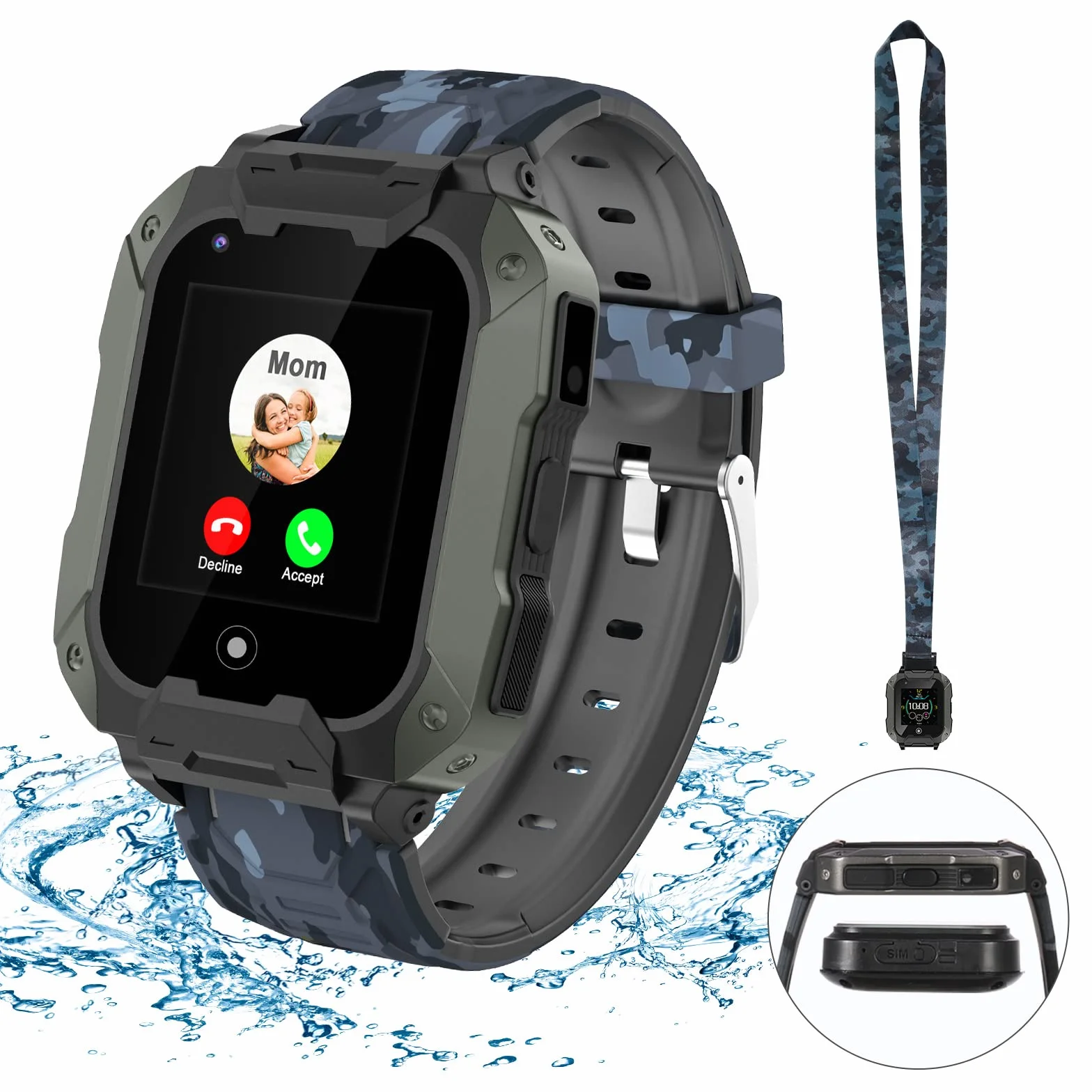 Inteligentny Zegarek LiveGo dla Dzieci, Inteligentny Zegarek 4G z Odłączaną Obudową, GPS Tracker Telefoniczna SOS dla Dzieci w wieku 4-12 lat Studenci Prezenty Urodzinowe Dzień Szkolny(T28 Czarny)