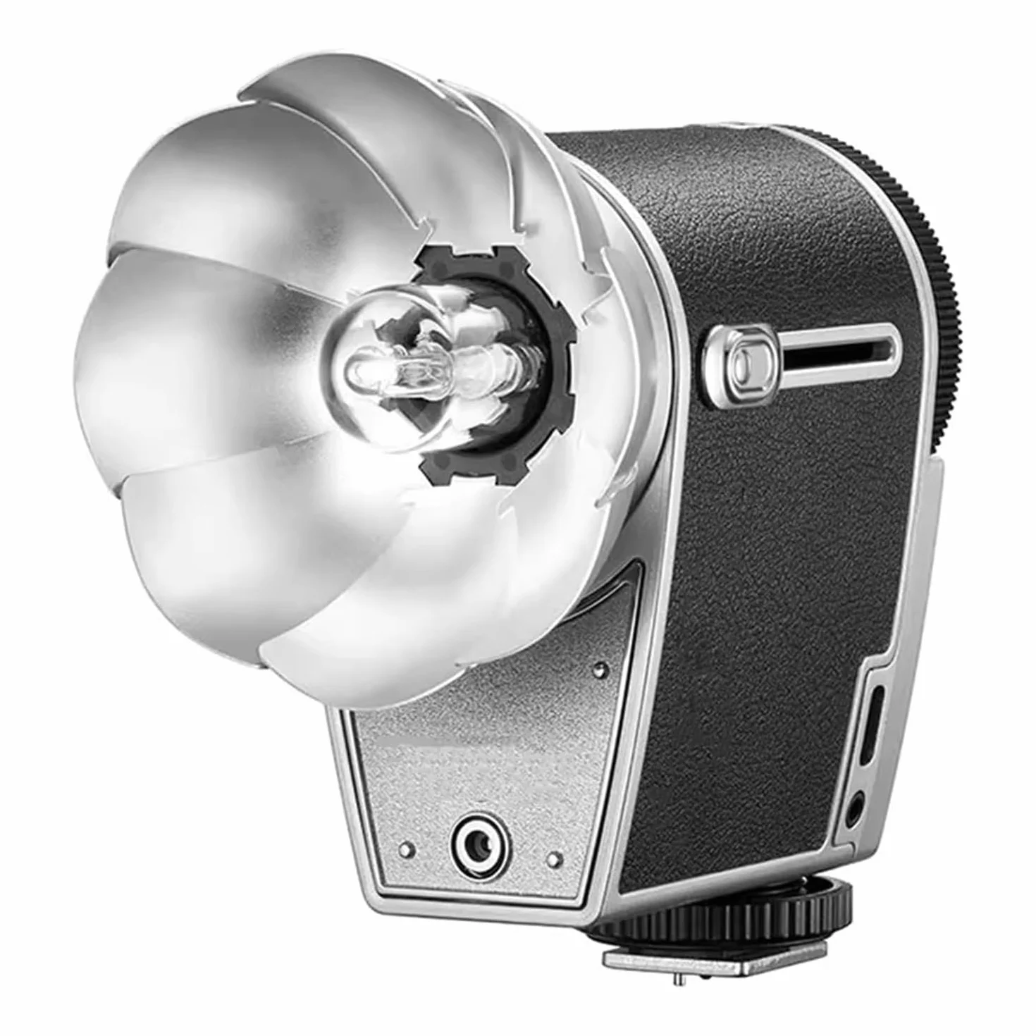 Lampa błyskowa do aparatu Speedlite ze srebrnym reflektorem, temperatura barwowa 6200 K ± 300 K, ogniskowa 28 mm, możliwość ładowania, kompatybilna z lustrzankami cyfrowymi i aparatami filmowymi