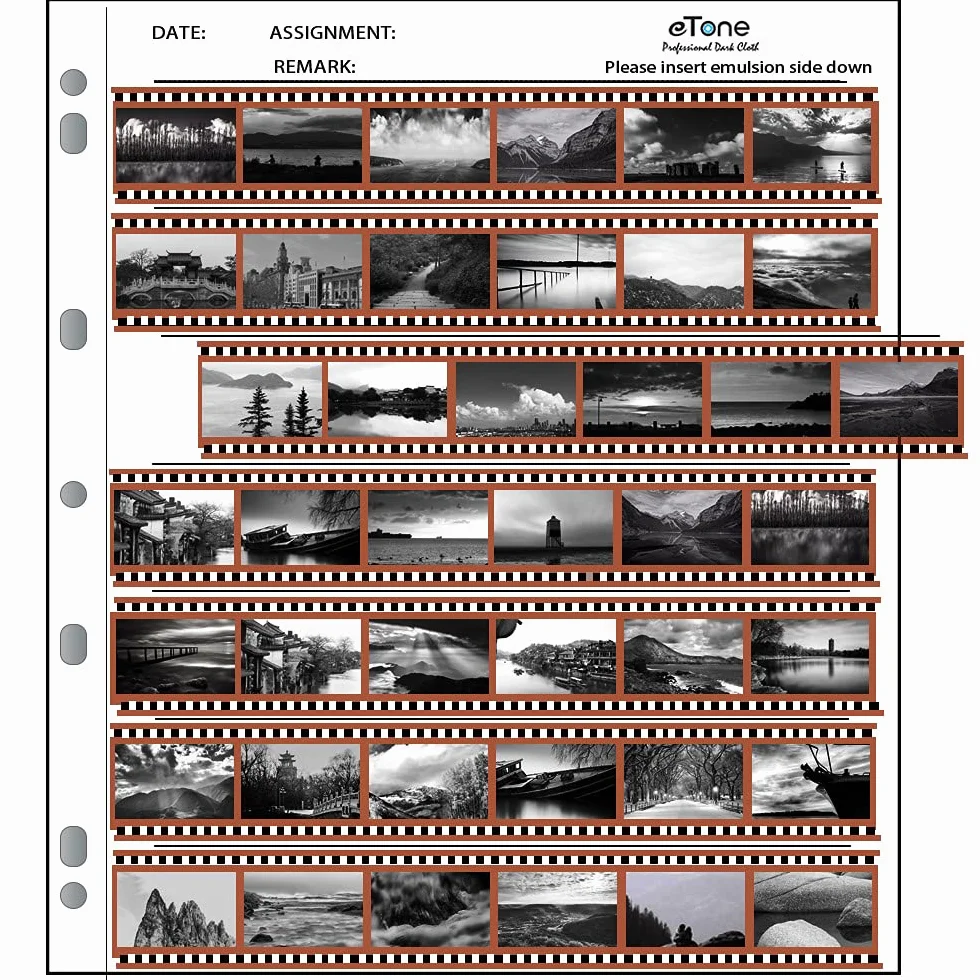 eTone 35 mm bezkwasowa torba foliowa do przechowywania negatywów filmowych 135 luźnych liści, 50x35mm