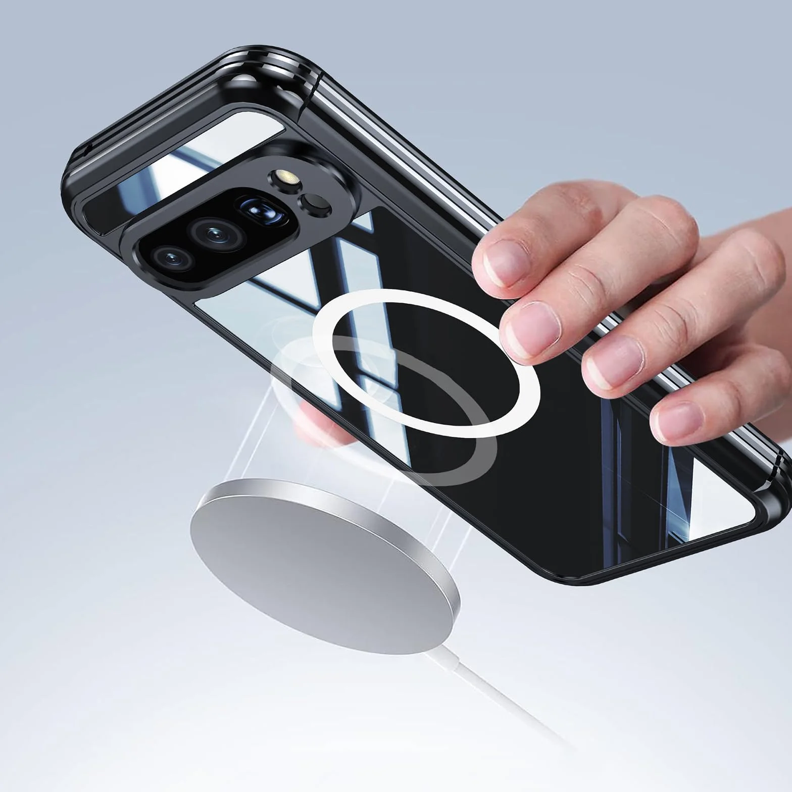 Etui magnetyczne do Google Pixel 9 Pro/9 Pro XL/9, przezroczyste etui chroniące całą obudowę telefonu komórkowego z ochroną ekranu ze szkła hartowanego, zielone, 9