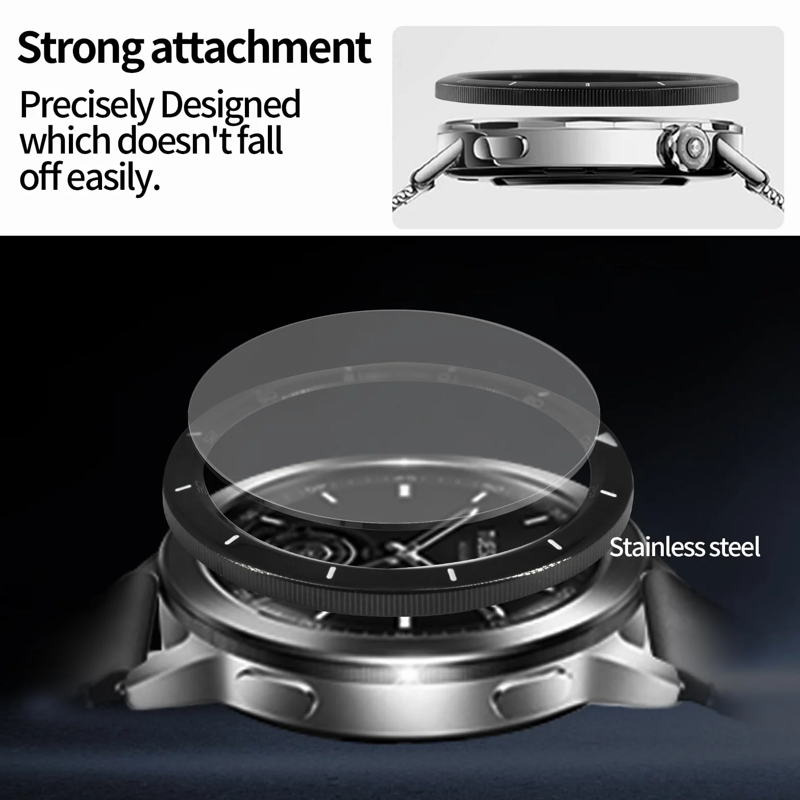 Xiaomi Watch S4/S3 Pierścień ze stali nierdzewnej czarny wzór skali