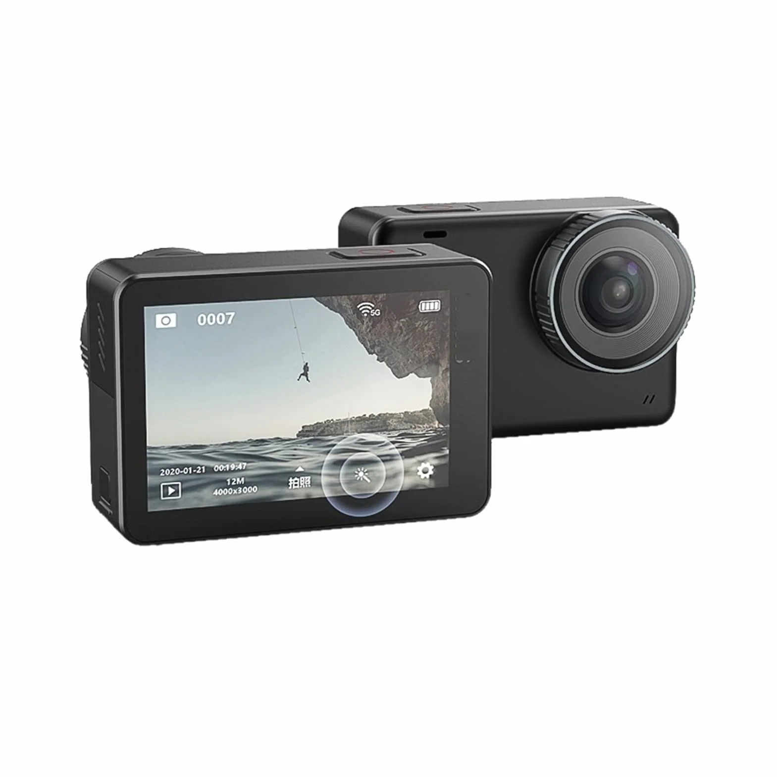 Kamera akcji, Kamera sportowa 4k 60fps. Stabilny 10 m wodoodporne sporty ciała DV. Czarny przenośny(Add 64GB Card,No Waterproof Case)