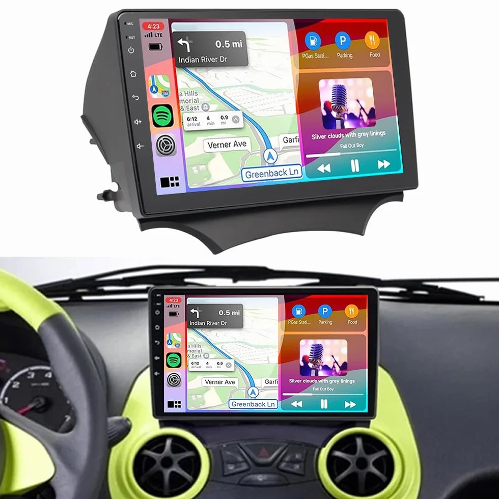 2+64G Podwójny Din Radio samochodowe do Ford Ka 2008-2014 Wireless Carplay Android Auto 9"IPS-Touchscreen Android 14 Autoradio GPS-Navigation Bluetooth FM RDS Kamera cofania WiFi Mirror Link SWC