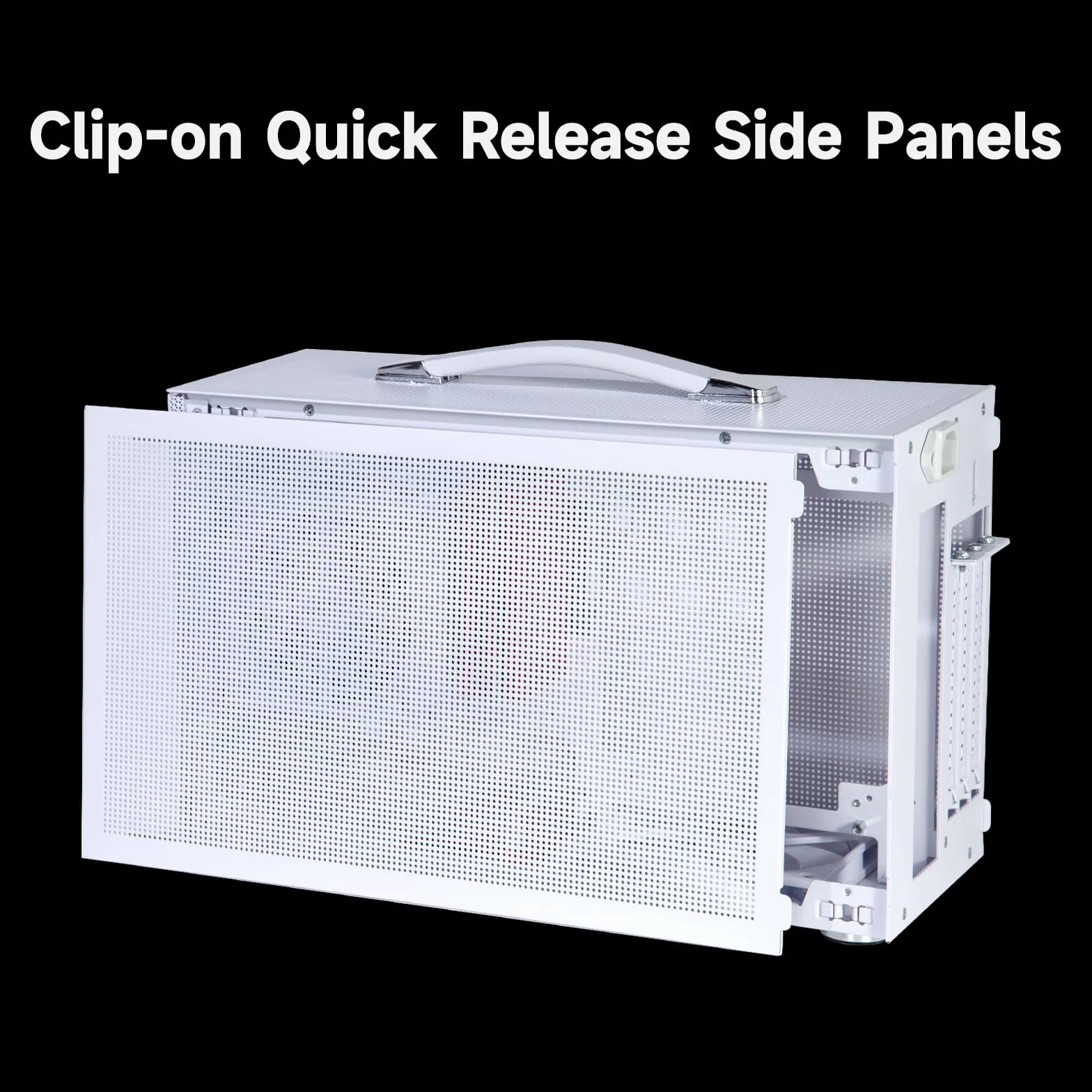 PCCOOLER K101 MESH 3F WH Mini-ITX Obudowa z kablem PCIe 4.0 Riser, Panel Siatkowy, Obsługa GPU 340mm, Chłodzenie CPU 68mm, Podwójny USB 3.0 i Type-C, Zawiera 3x 120mm Wentylatory, Uchwyt
