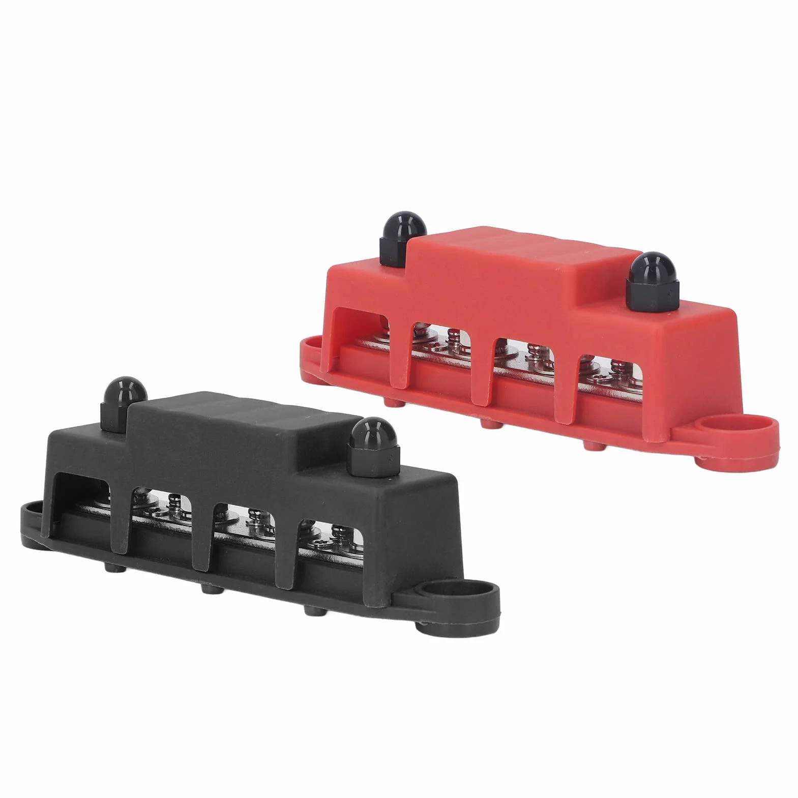 Wakects Blok Dystrybucji Dystrybucji Zasilania Blok Terminalu 4 POST M8 ŚRUBA 48V DC 250A Z ABS CYNC ALINK Mosiądzu do Samochodowej łodzi Morskiej RV Electrical