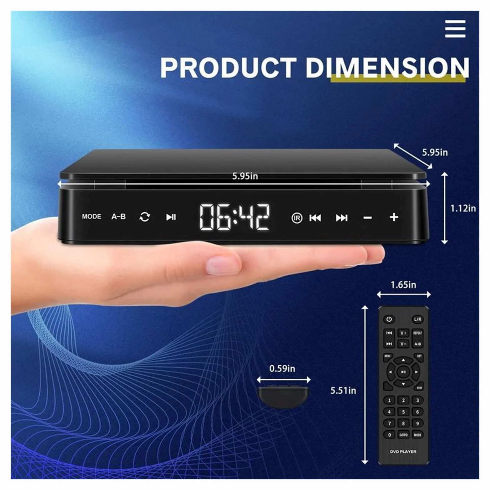 Przenośny odtwarzacz DVD, Przenośny odtwarzacz Odtwarzacze DVD Rozdzielczość 1080p Full-HD Odtwarzacz domowy Port USB Smukła konstrukcja Wielofunkcyjny do domu,for Home,Car
