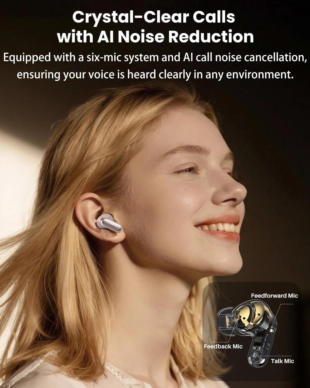TOZO NC20 Pro 5.4 Bluetooth Słuchawki z ANC, kolorowy ekran dotykowy, 6 mikrofonów z redukcją szumów AA, LDAC Hi-Res Audio, 80 godzin odtwarzania, bezprzewodowe ładowanie EQ, regulacja typu C IPX8