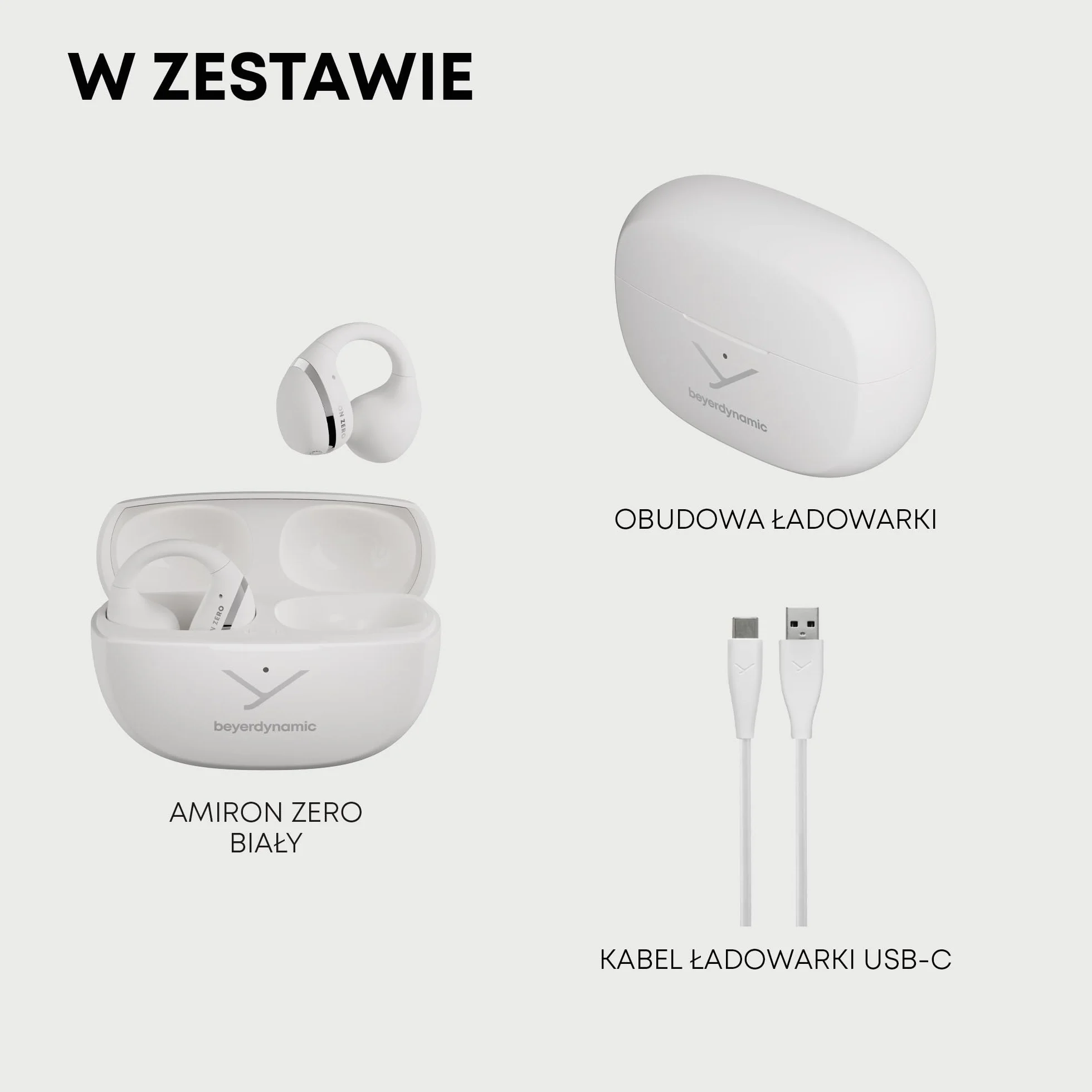 beyerdynamic AMIRON Zero słuchawki z otwartym klipsem, innowacyjna konstrukcja klipsa, Bluetooth 5.4, 20 godzin całkowitego czasu odtwarzania, w kolorze białym | Wygodne, wkładane słuchawki douszne, bezprzewodowe słuchawki nauszne Bluetooth z mikrofonem,