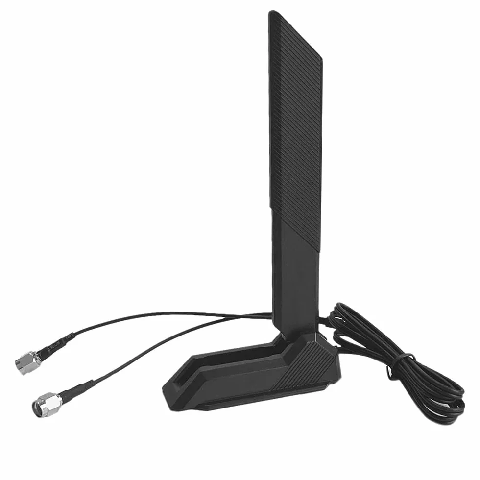 Gintai Antena WLAN PC WiFi 6E Tri-Band – 2,4 GHz/5 GHz/6 GHz, Antena WiFi 6E do routerów PC ASUS, komputerów, urządzeń do gier 2,4g/5g/5,8g/6g Wzmacniacze WLAN Podstawa magnetyczna składana (Czarna)