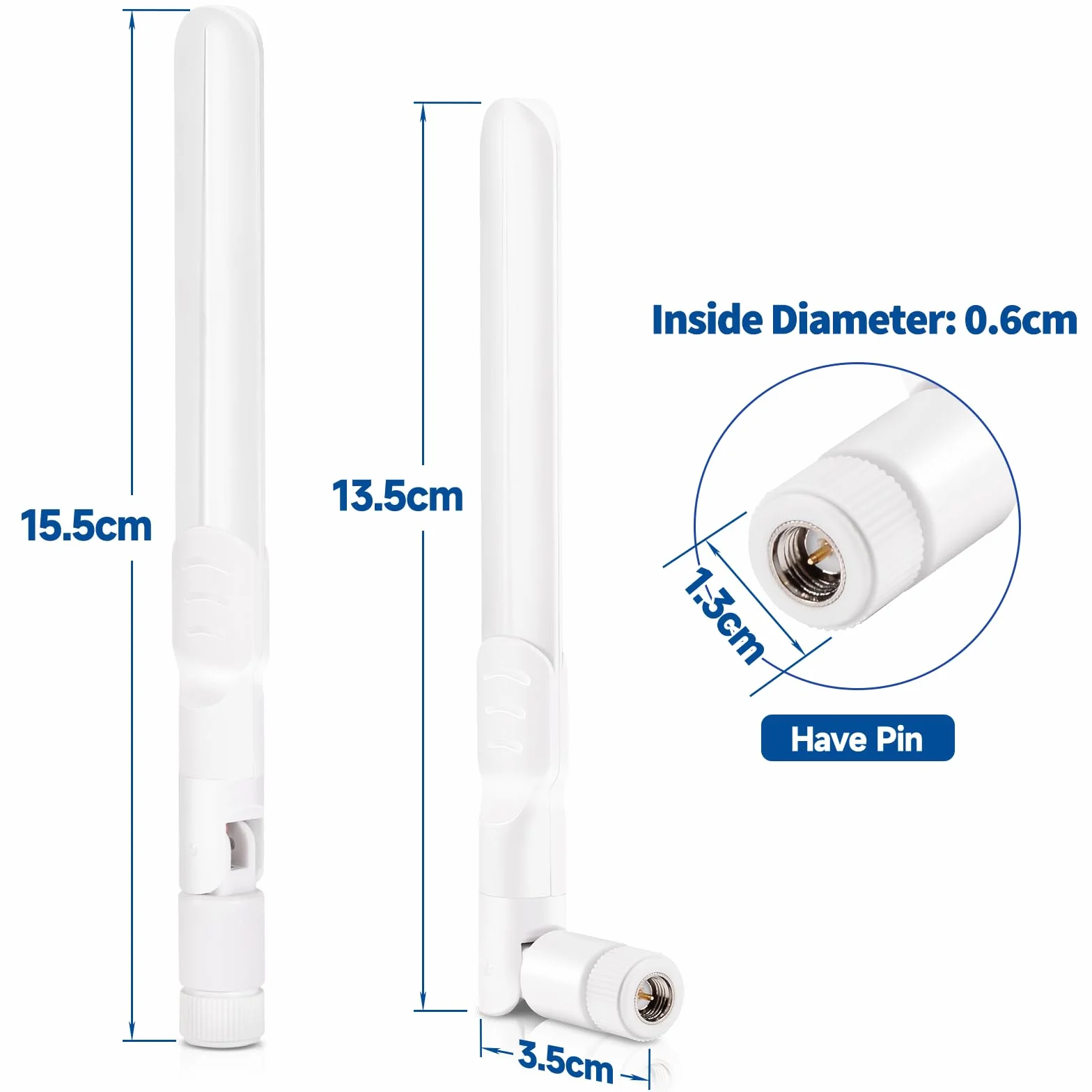 Bingfu 4G LTE męska antena SMA 6dBi biała, kompatybilna z Huawei B525, B535, B310, b311, B315, B593, E5186, 4G LTE 3G, GSM CPE, router hotspot, przemysłowa bramka komórkowa IoT, 2 opakowania